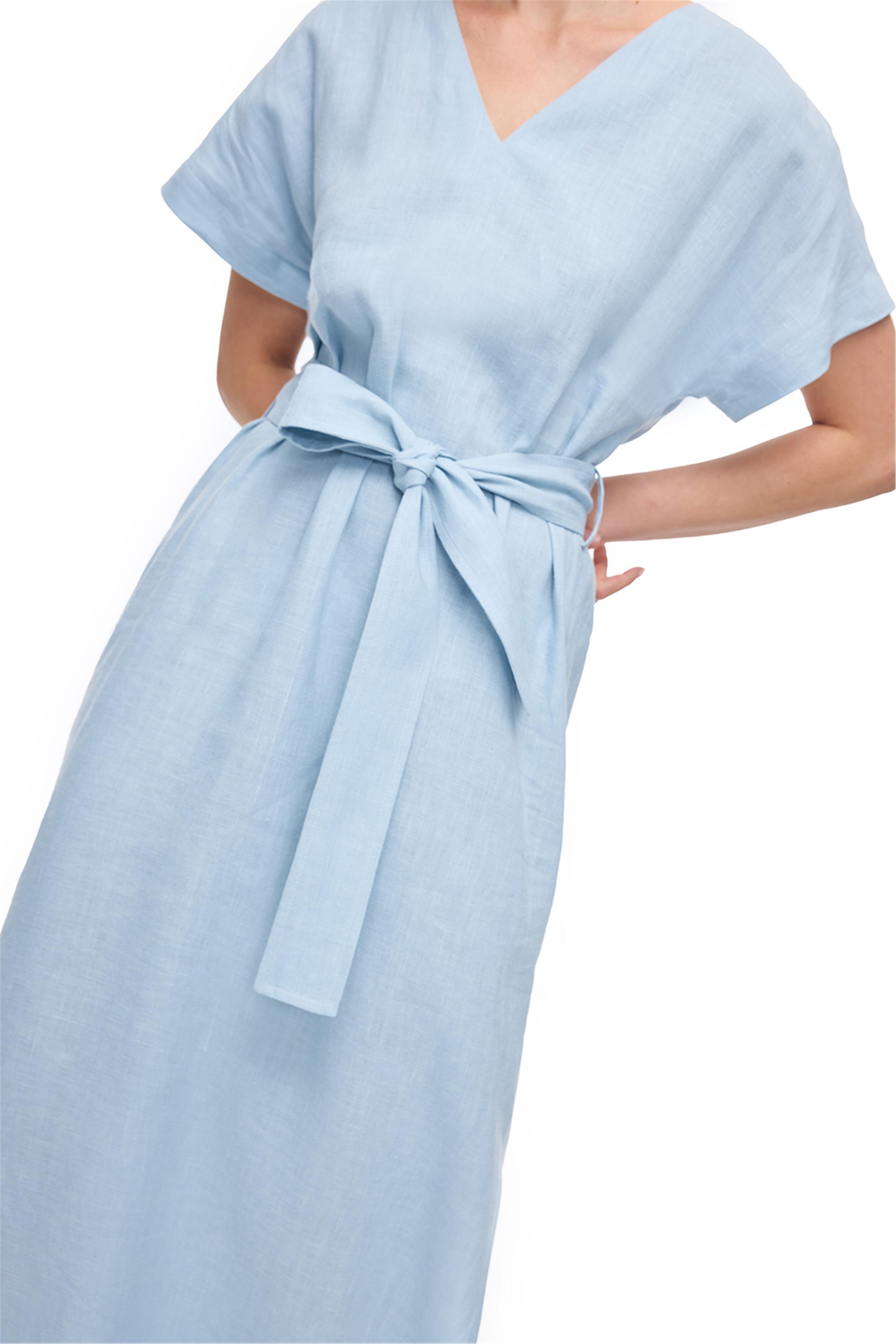 Bebe Mavisi Holas Regular Fit Diz Altı Elbise