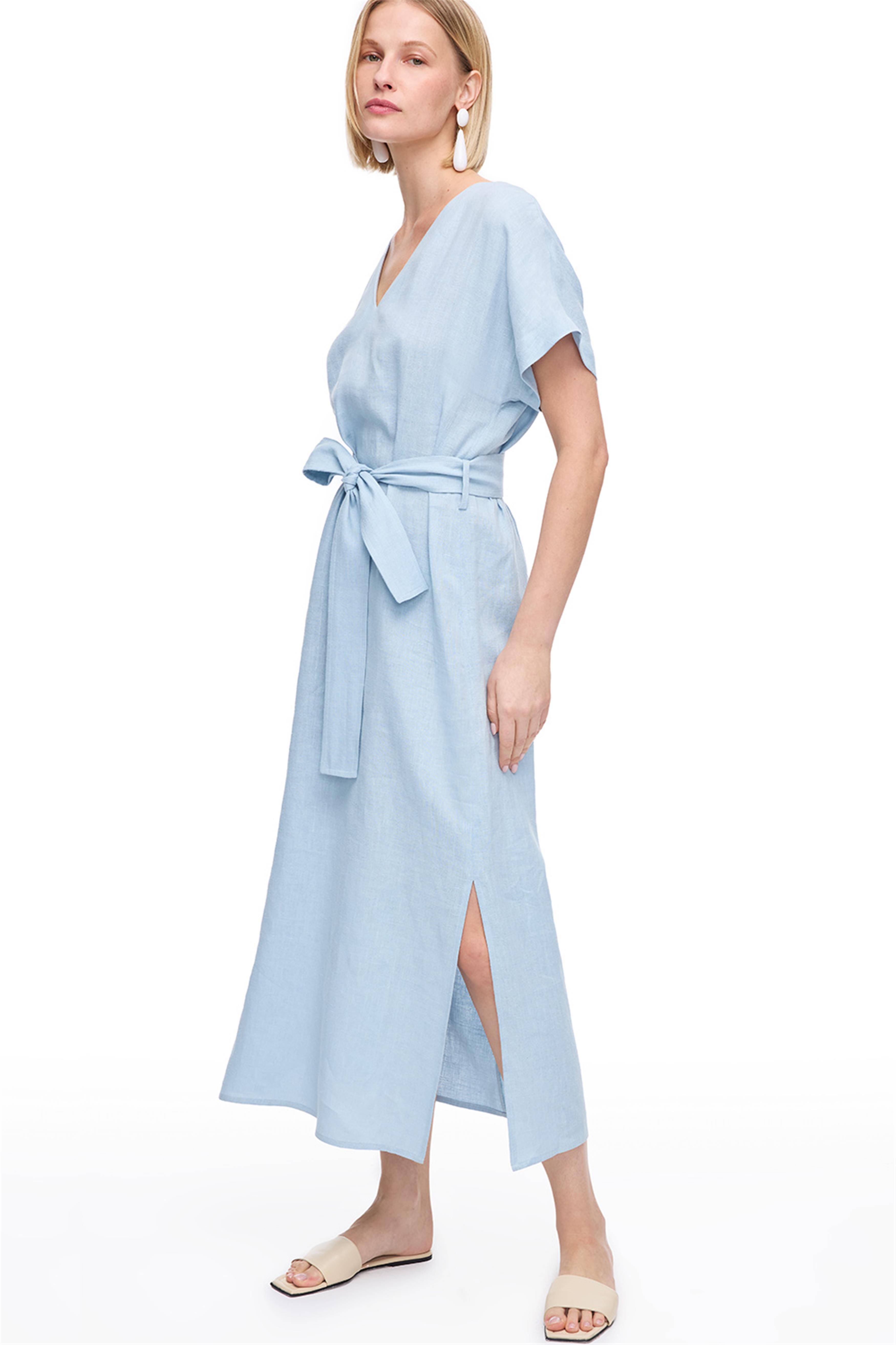 Bebe Mavisi Holas Regular Fit Diz Altı Elbise