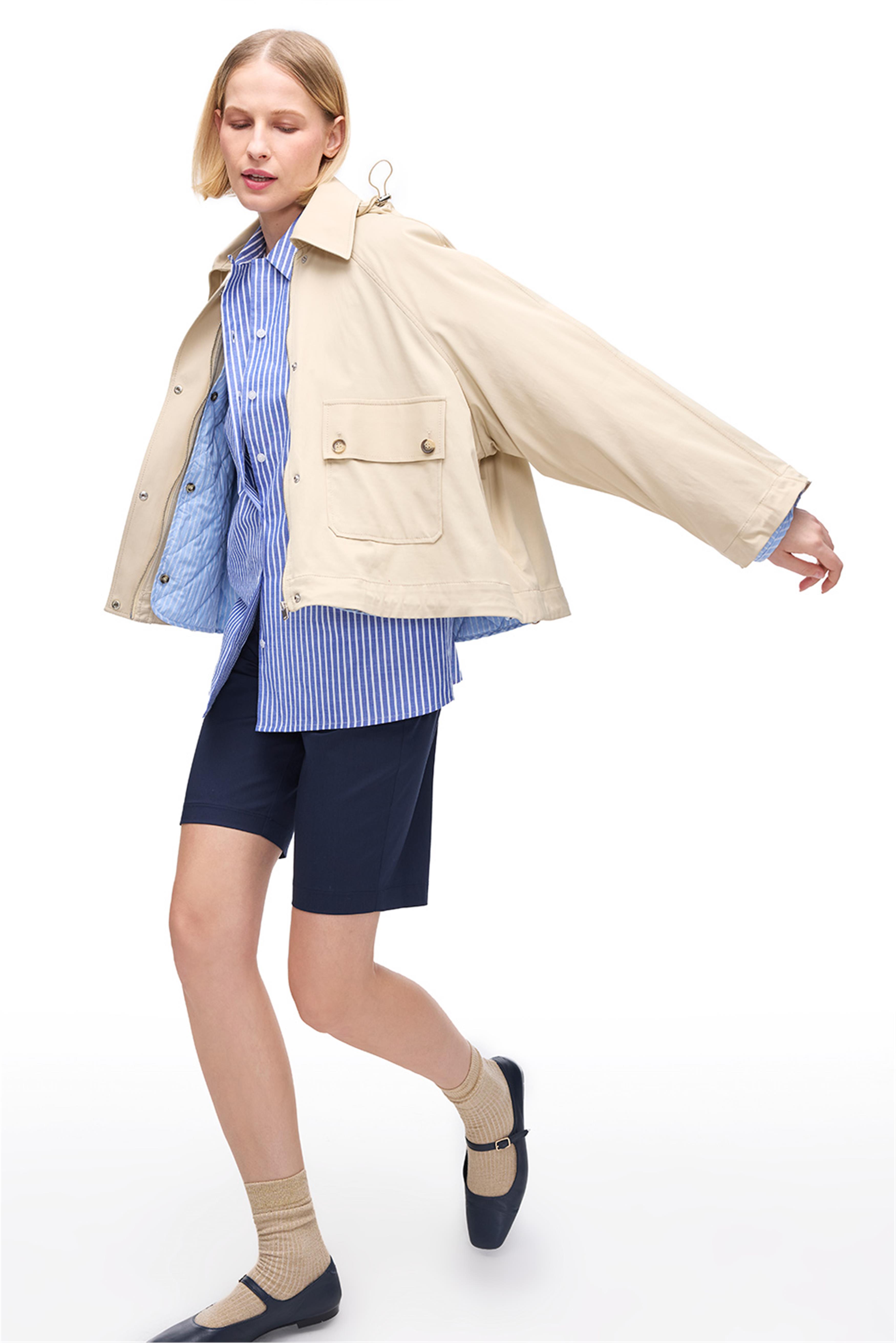 Bej Çıkarılabilir Yelekli Fonsiyonel Trençkot