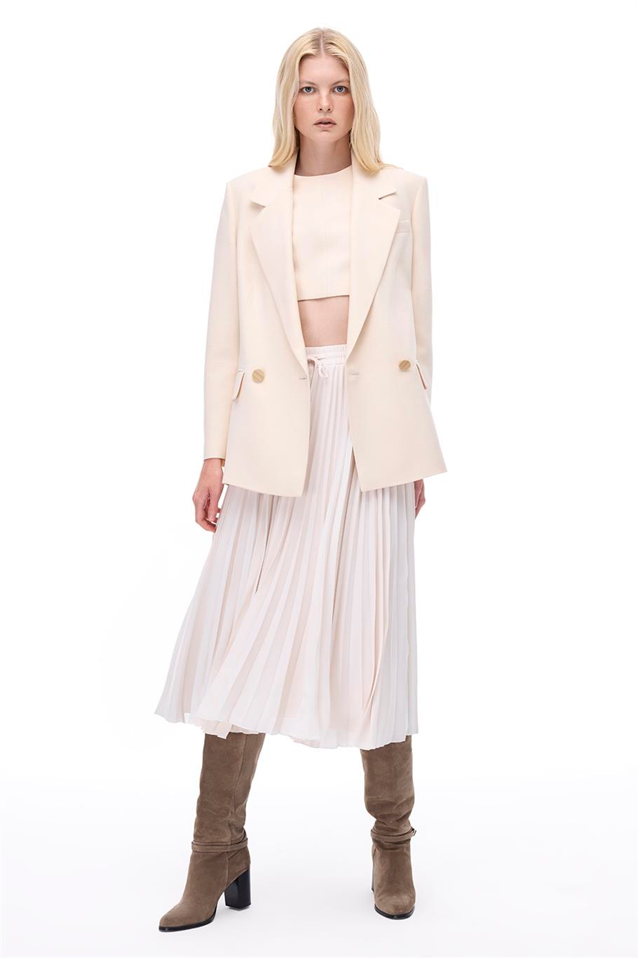 Bej Klasik Yaka Ceket