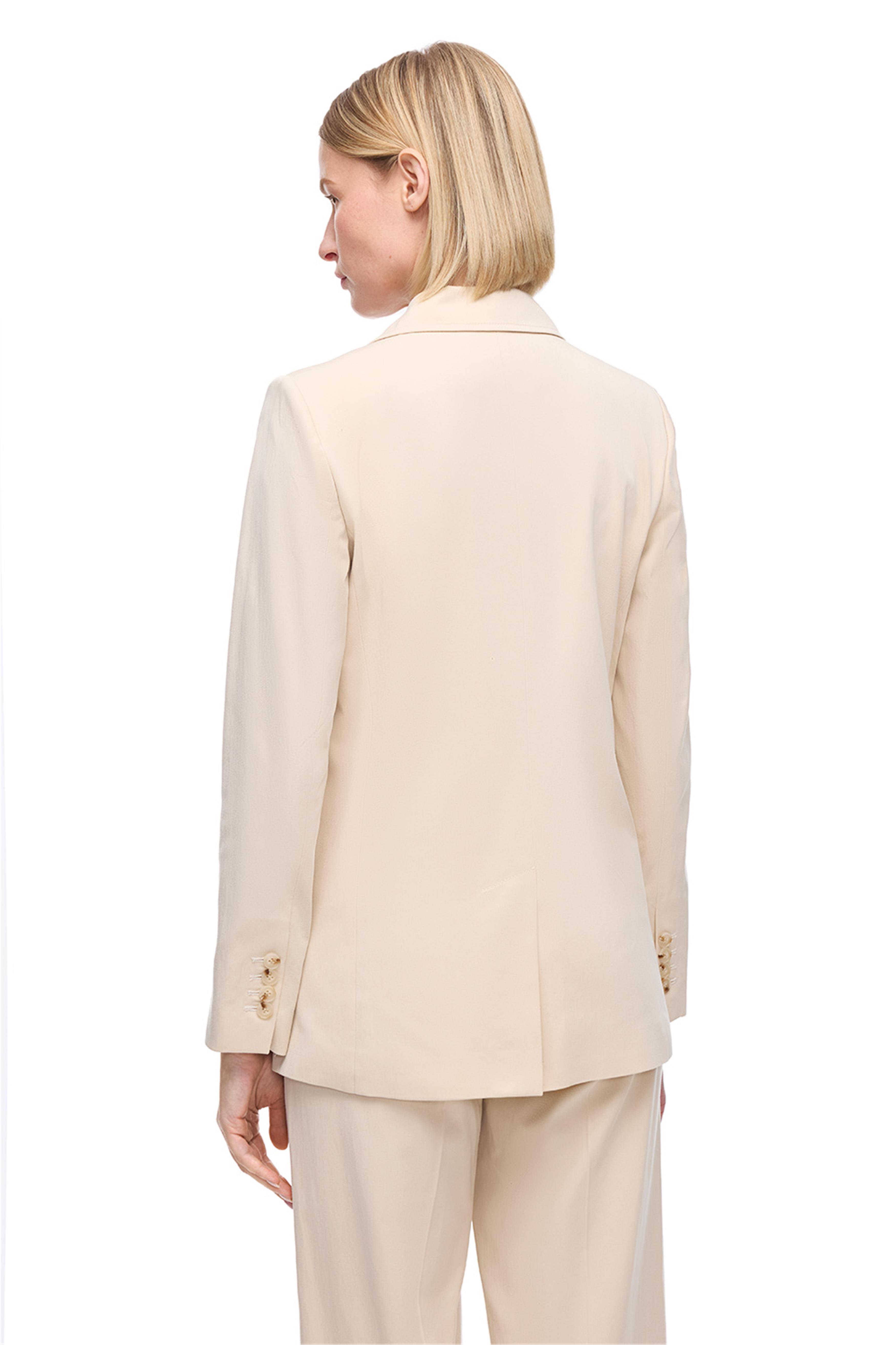 Bej Lyocell (TENCEL™) Cep Detaylı Klasik Ceket