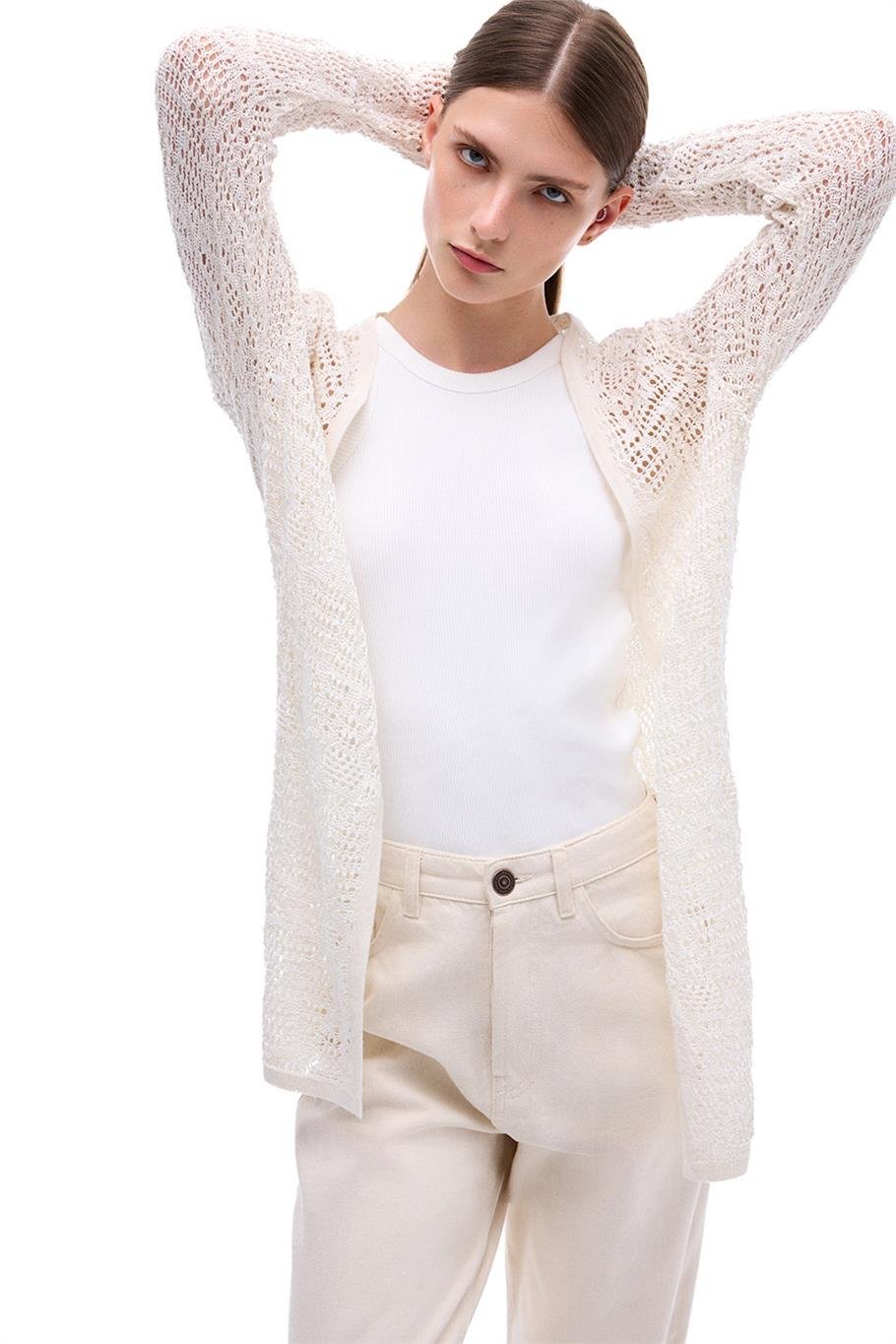 Bej Triko Rahat Kalıp Triko Hırka