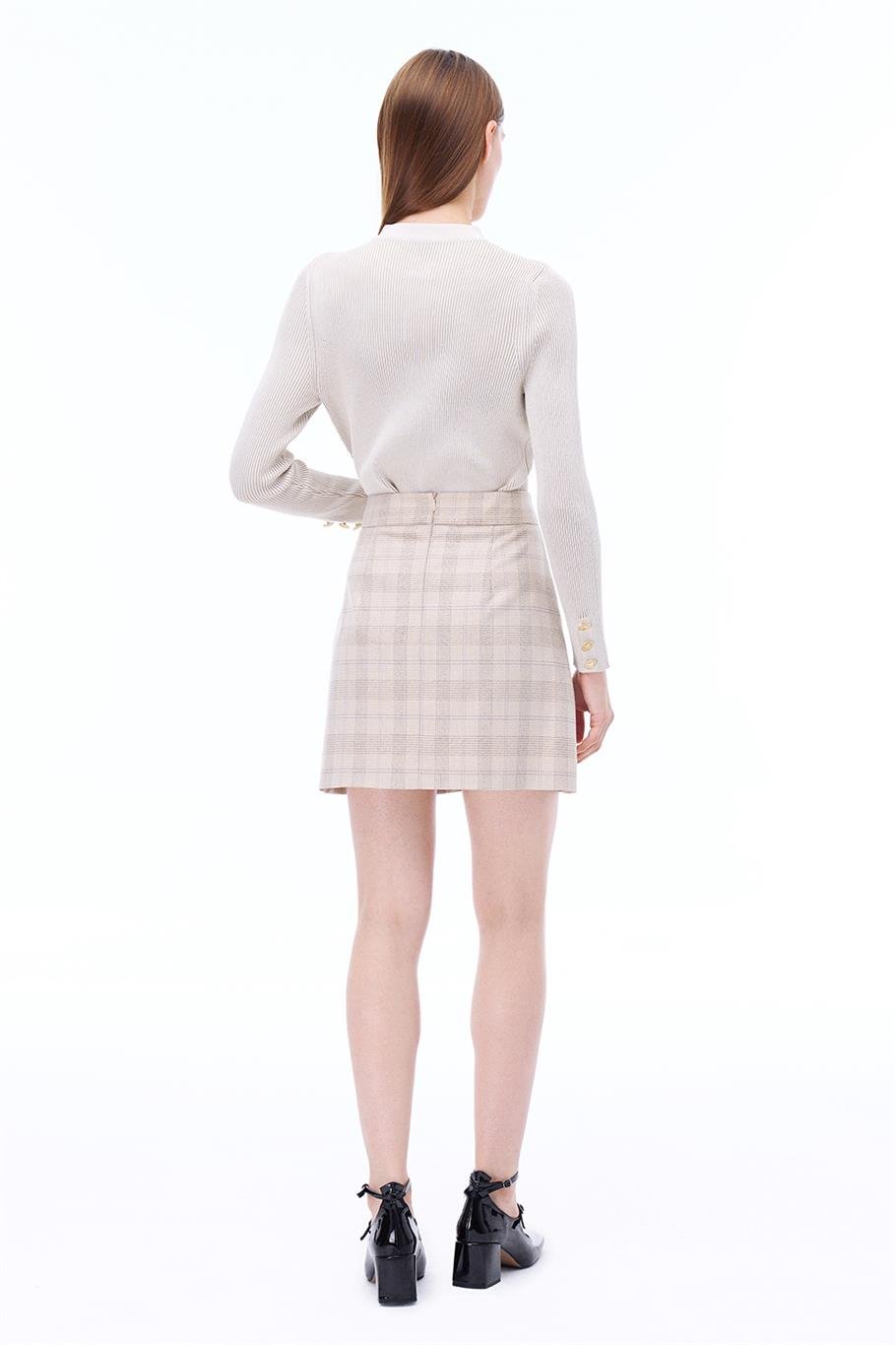 Bej Triko Slim Fit Bisiklet Yaka Triko Hırka