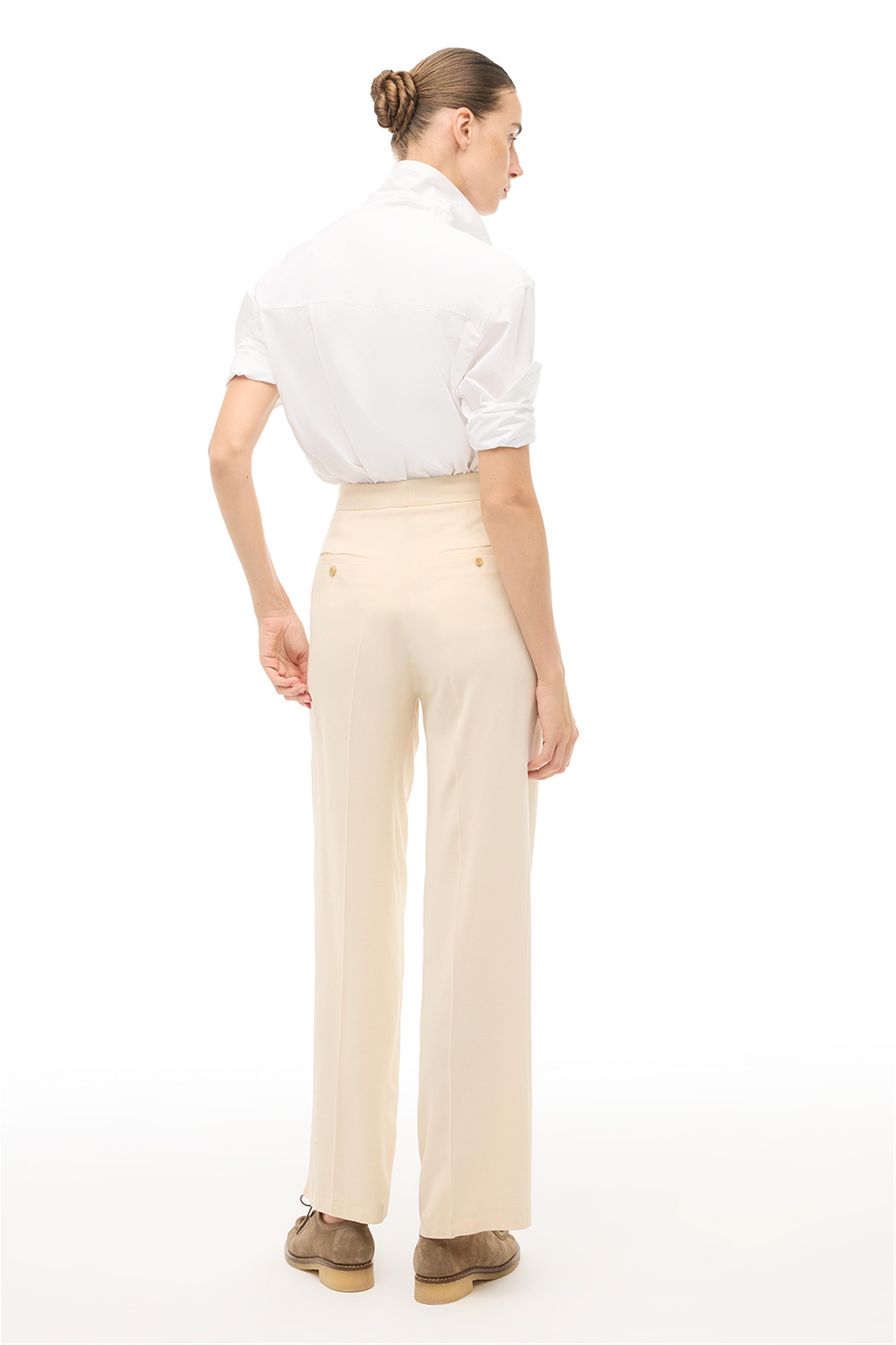 Bej Yüksek Bel Geniş Paça Pantolon