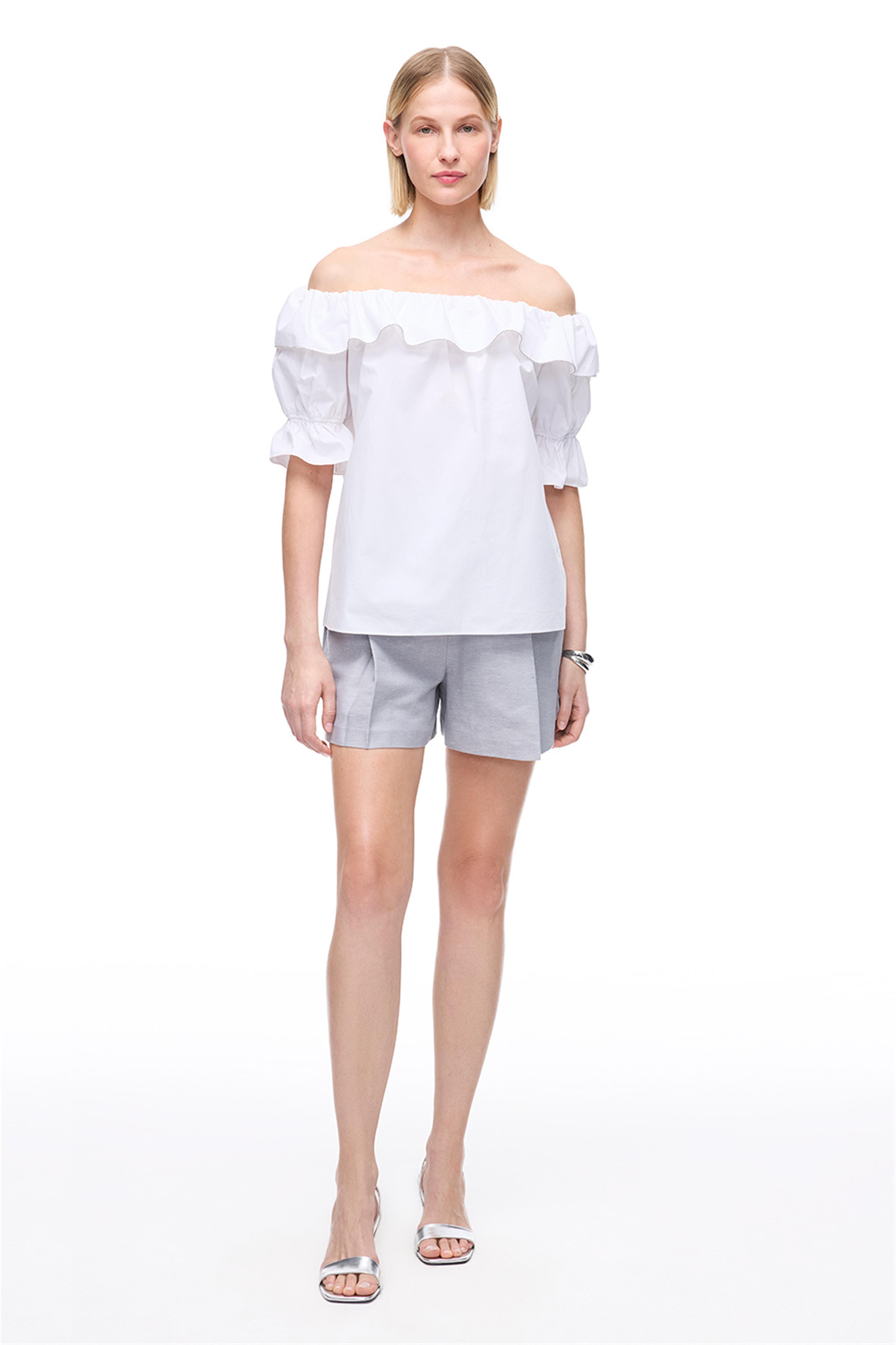 Beyaz Albas Regular Fit Bluz