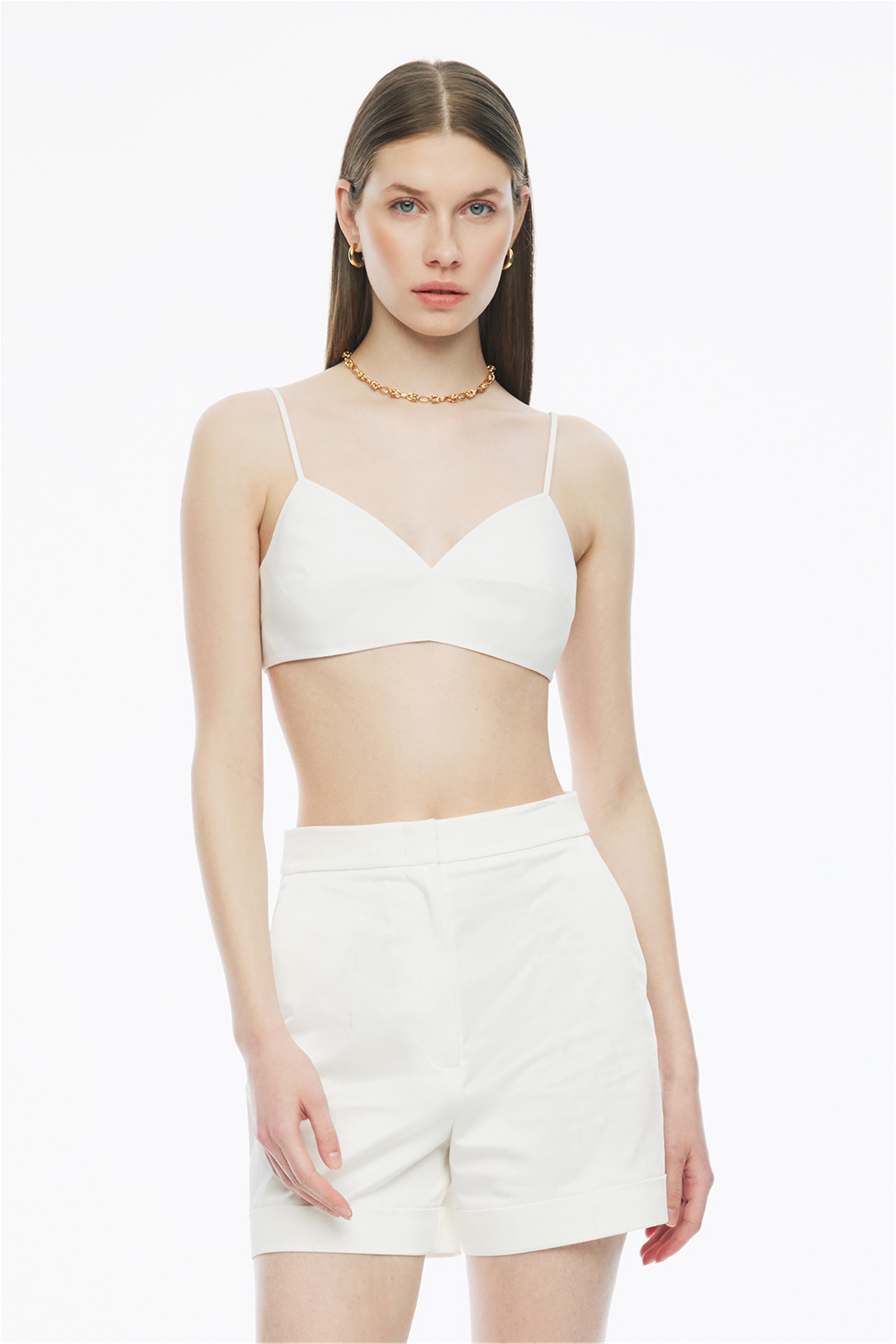 Beyaz Benas Slim Fit Crop Boy Elbise