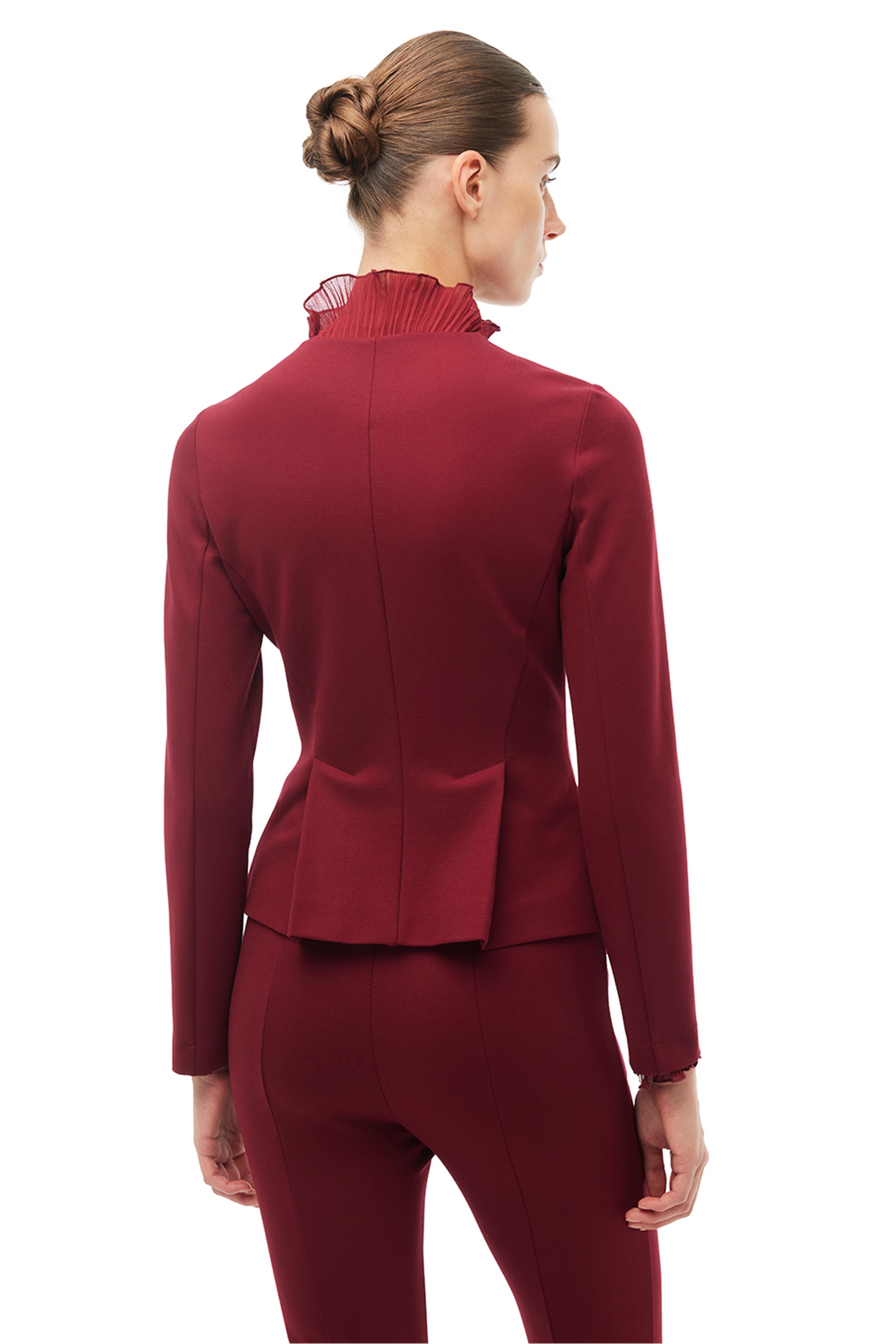 Bordo Slim Fit Kısa Ceket