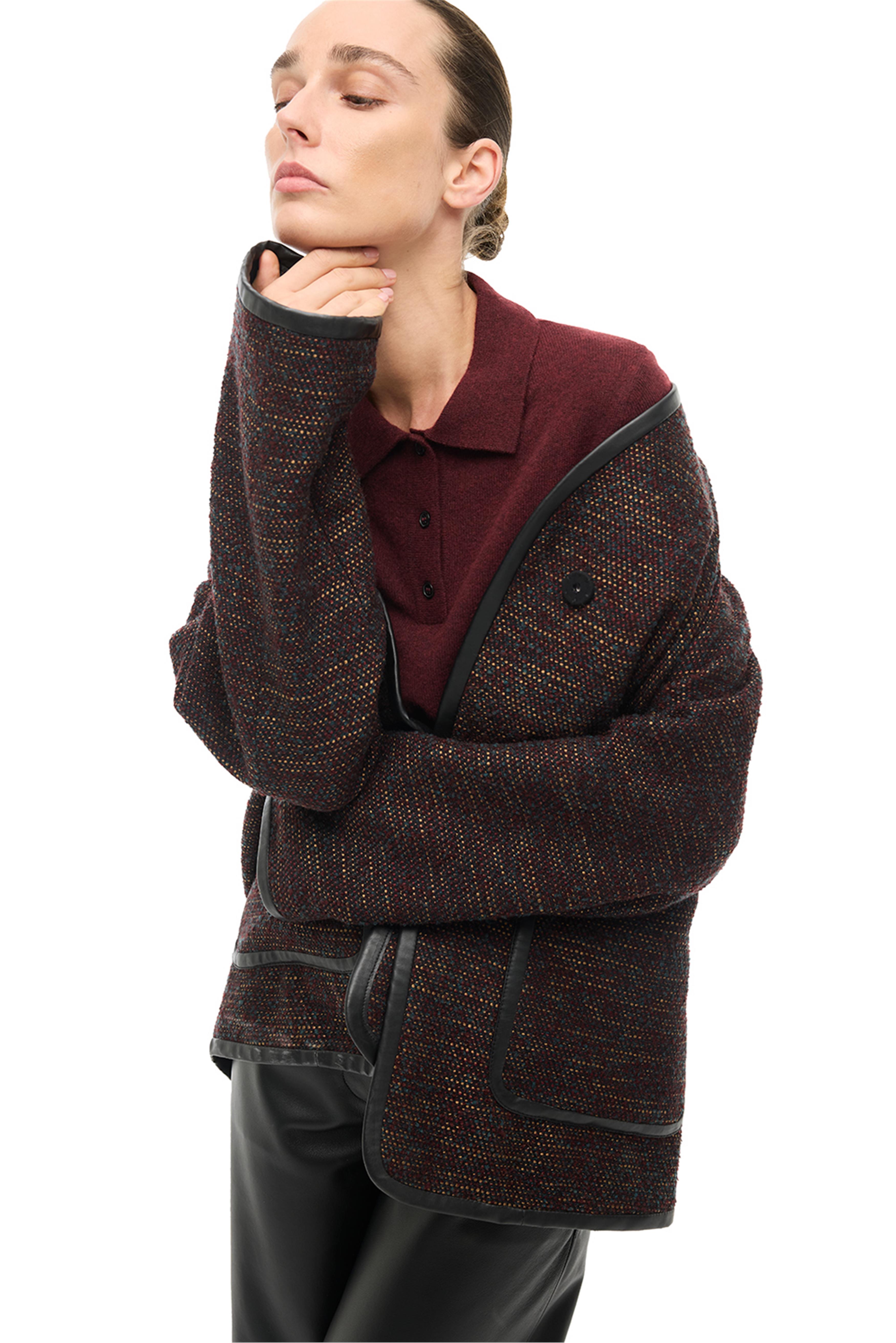 Bordo V-Yaka Çıt Çıtlı Mont