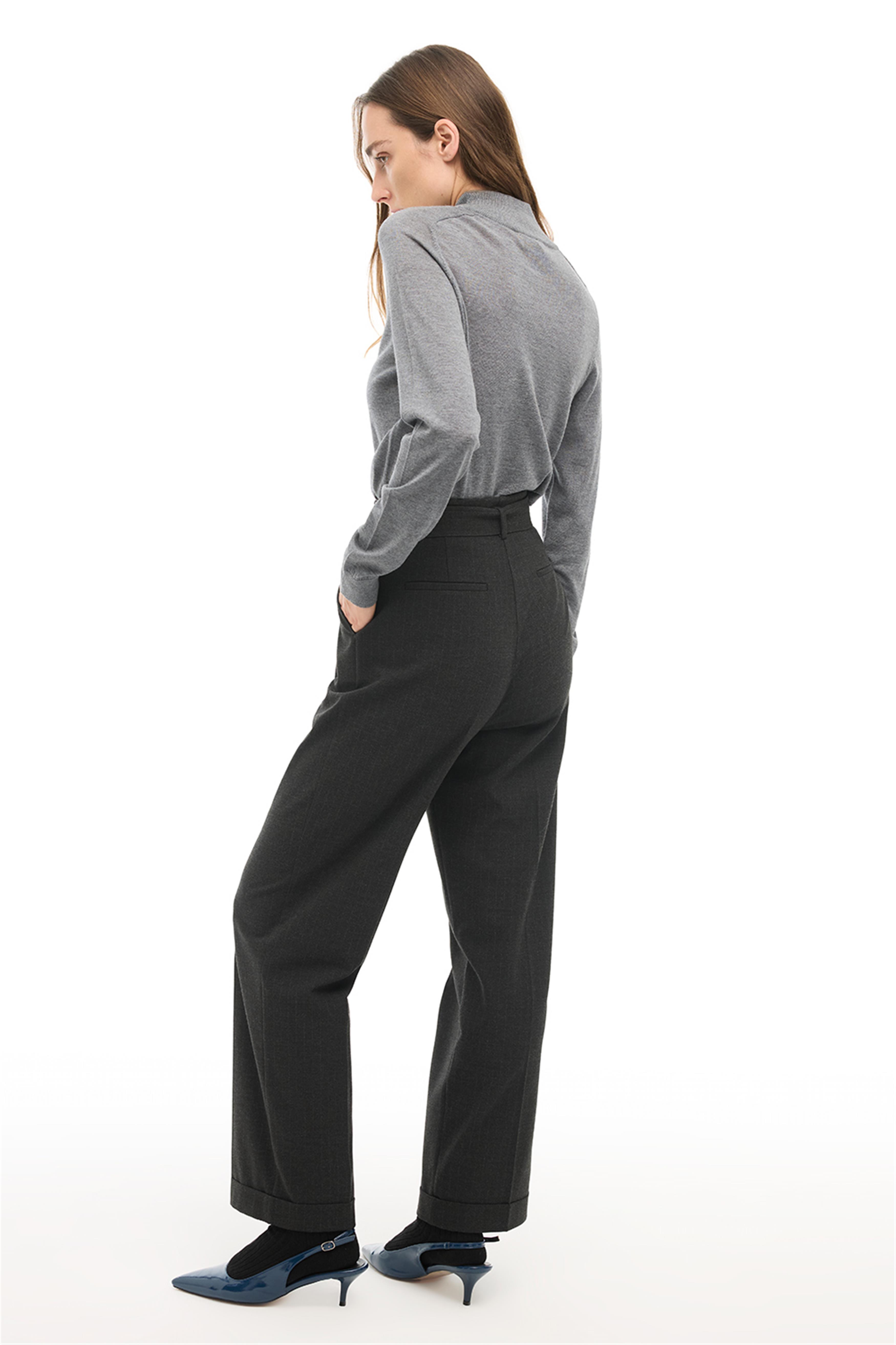 Bordo Yüksel Bel Boru Paça Pantolon