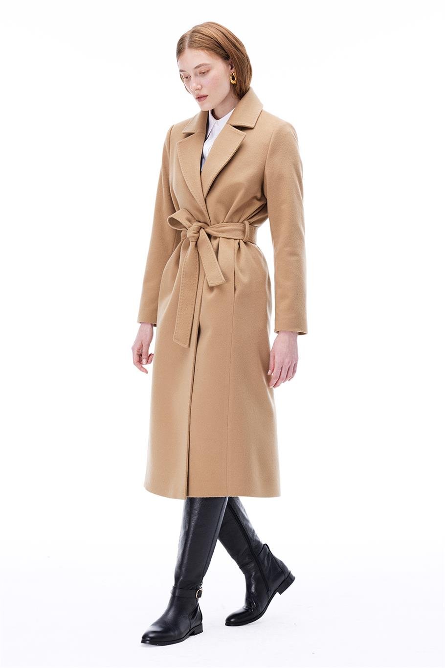 Candys Regular Fit Diz Altı Takma Kol Ceket Yaka Devetuyu Kaban