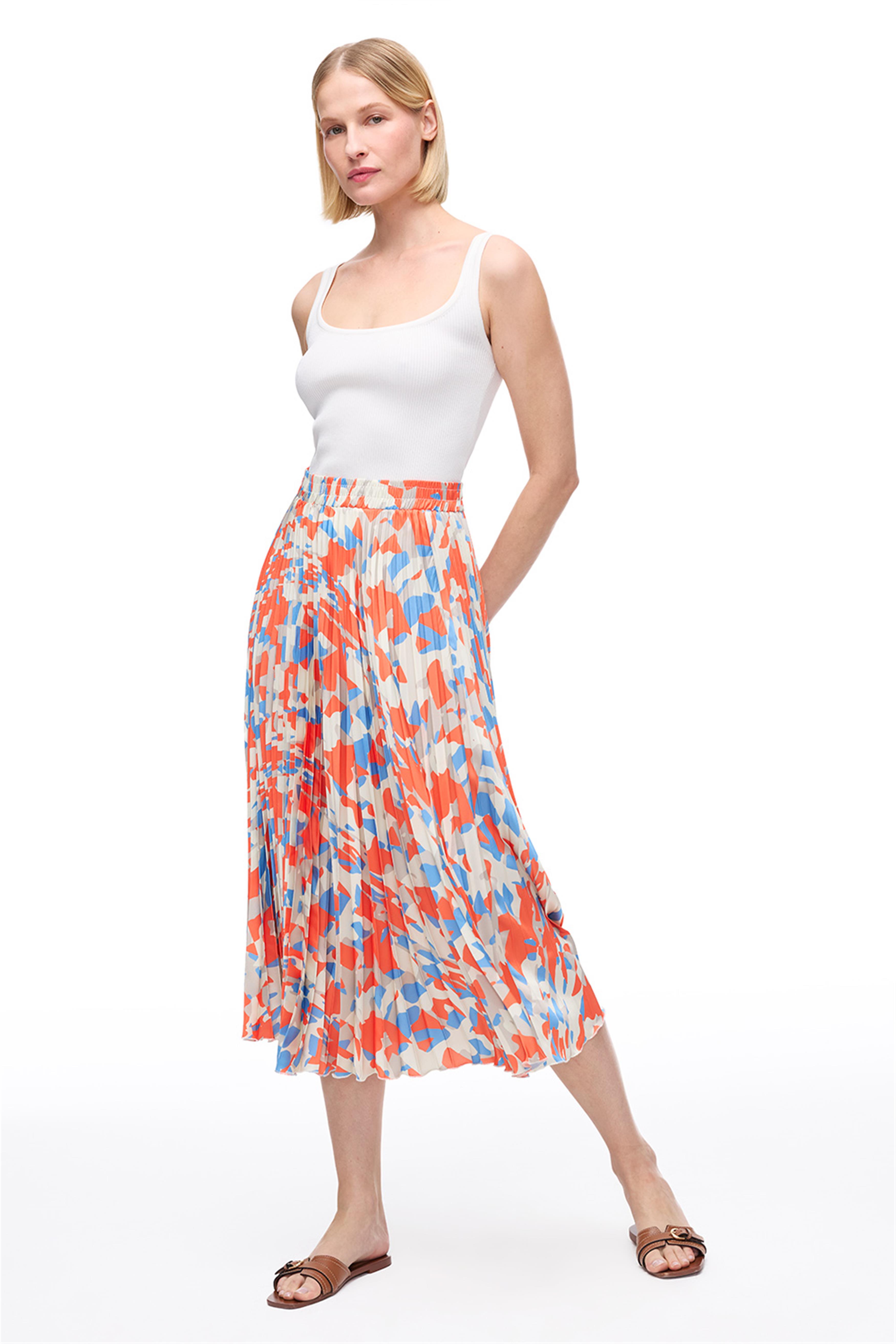 Çok Renkli Pamuklu Midi Etek