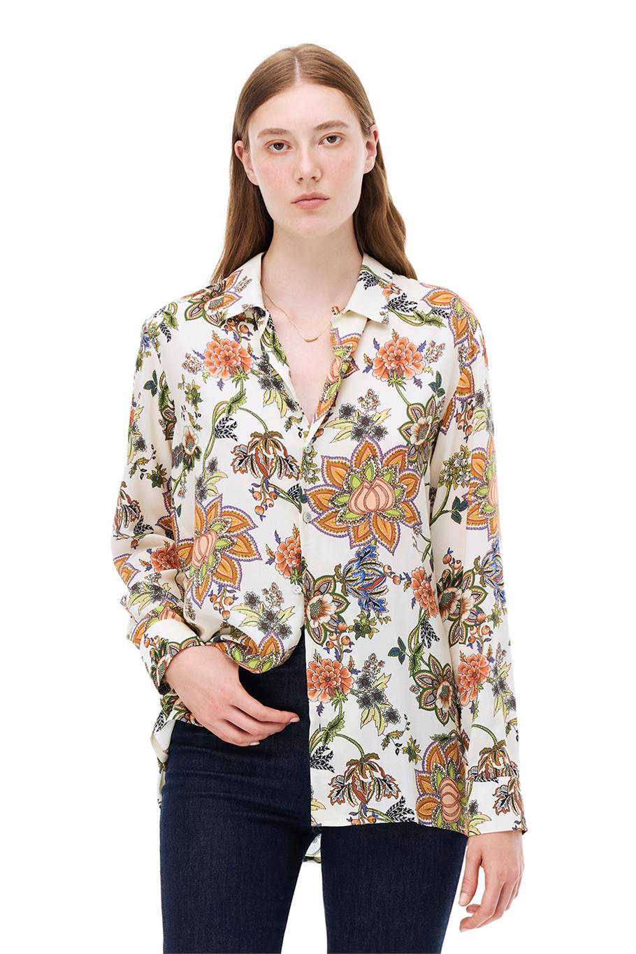 Çok Renkli Sahras Rahat Kalıp Uzun Kol Gomlek