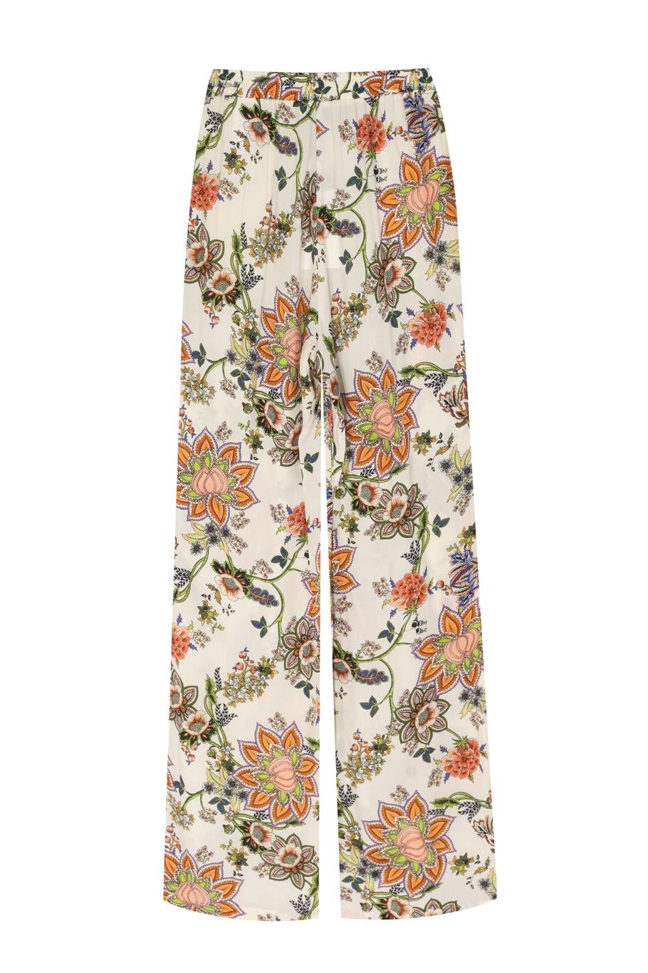 Çok Renkli Sahras Rahat Kalıp Yüksek Bel Pantolon