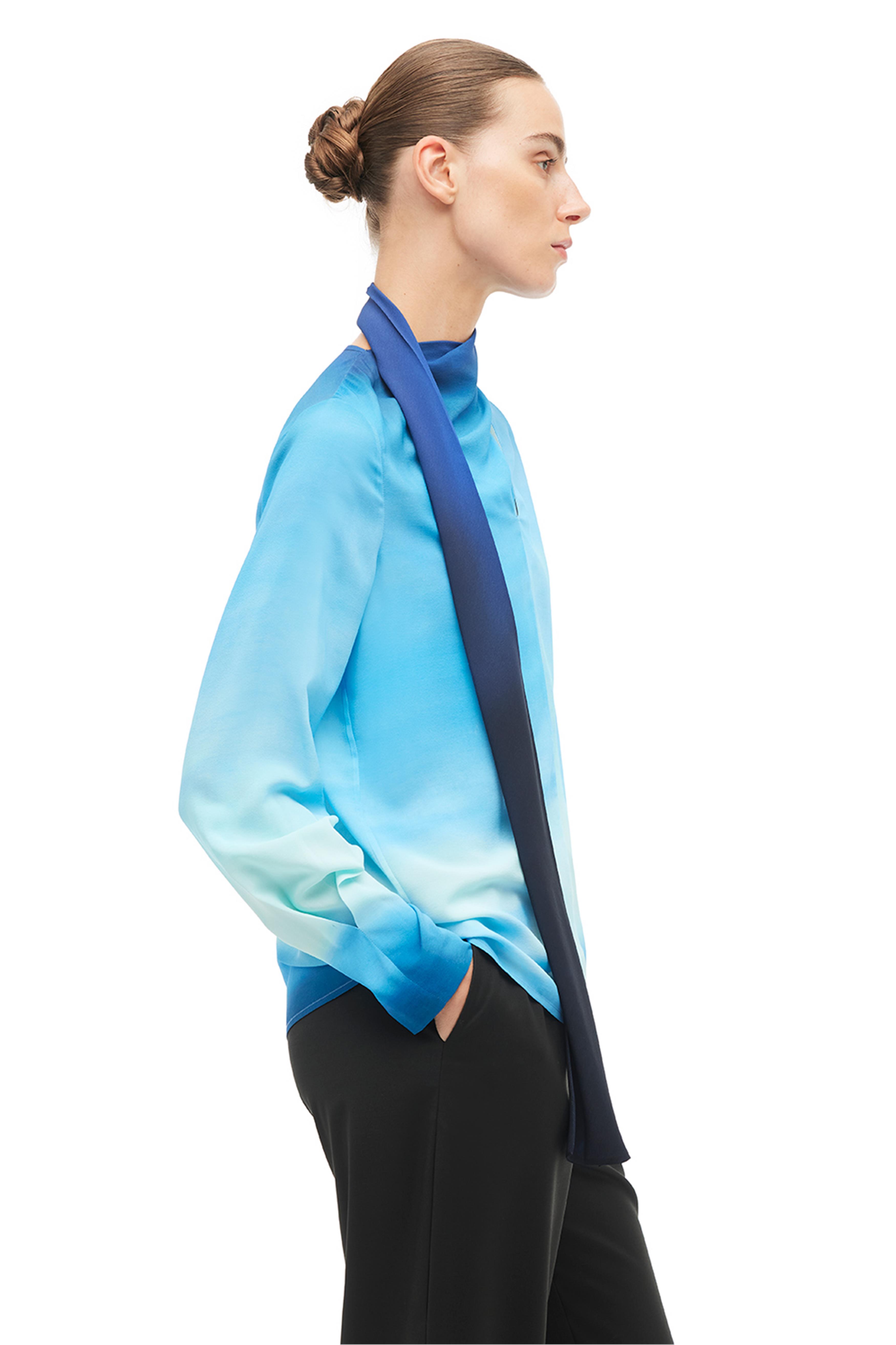 Çok Renkli Şal Yaka Degrade Bluz