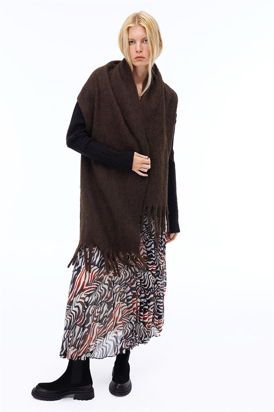 Deannas Rahat Kalıp Zebra Desen Midi Boy Çok Renkli Etek