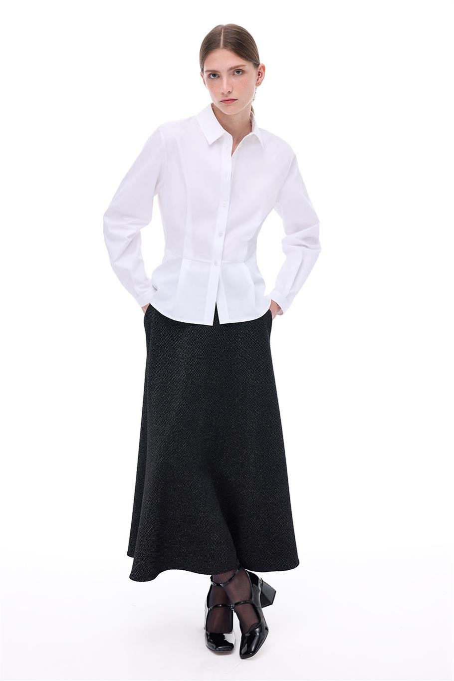 Depth Regular Fit Gömlek Yaka Beyaz Renk Kadın Gömlek