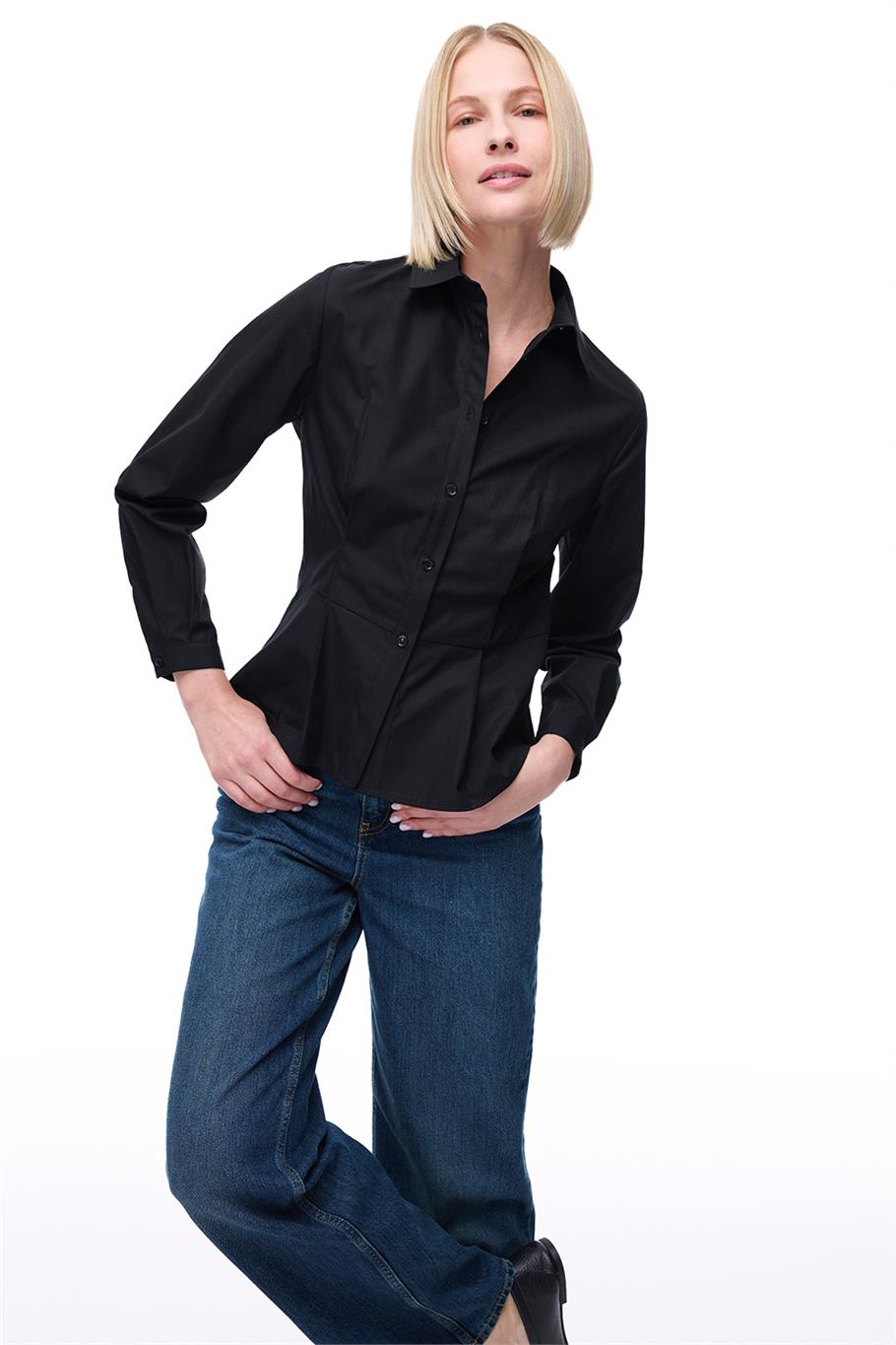 Depth Regular Fit Gömlek Yaka Siyah Renk Kadın Gömlek