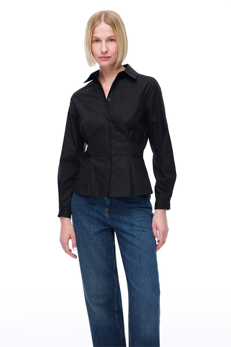 Depth Regular Fit Gömlek Yaka Siyah Renk Kadın Gömlek