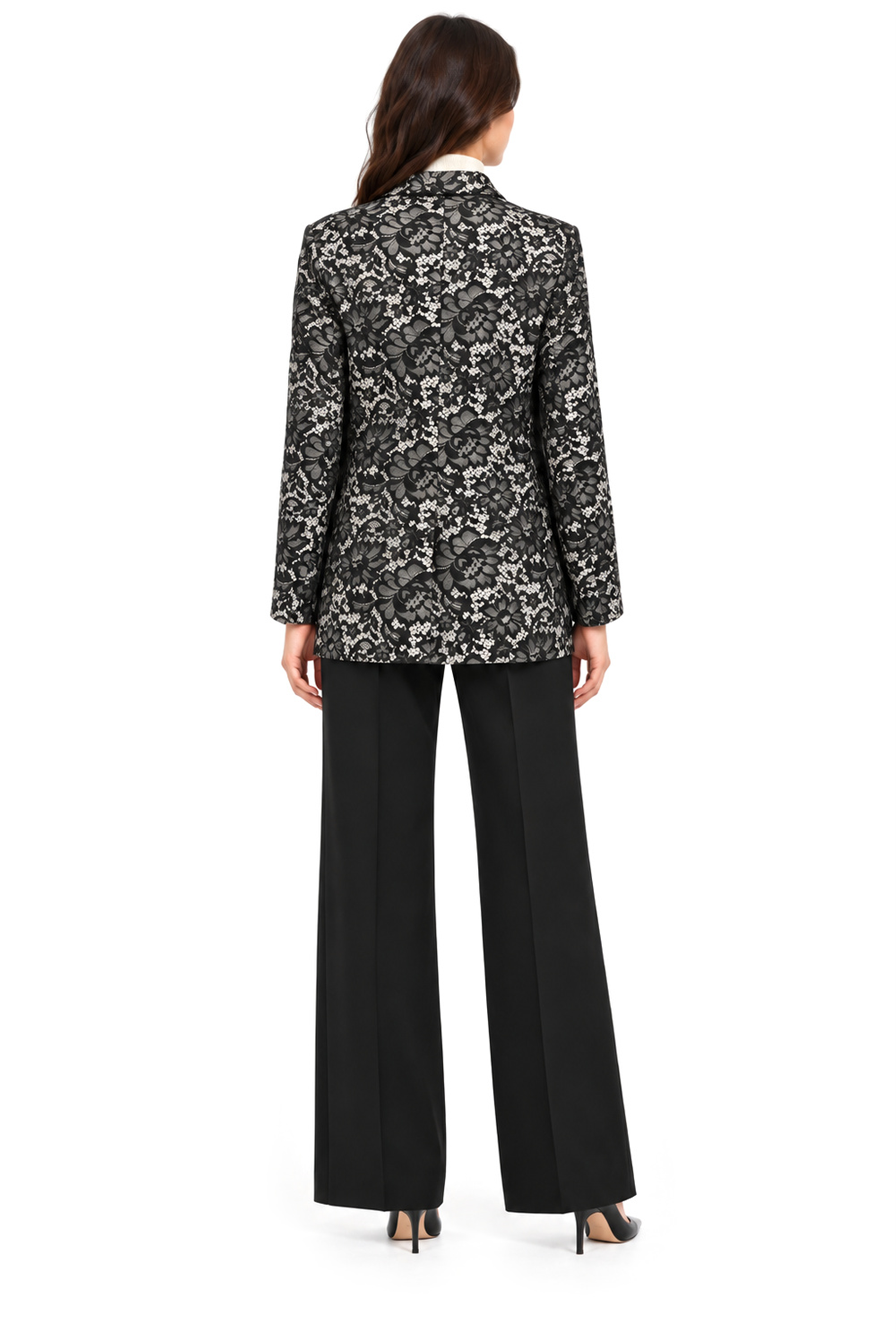 Desenli Kruvaze Blazer Ceket