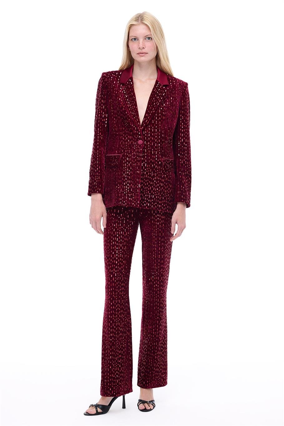 Donicas Slim Fit Basen Altı Boy Takma Kol Ceket Yaka Bordo Ceket