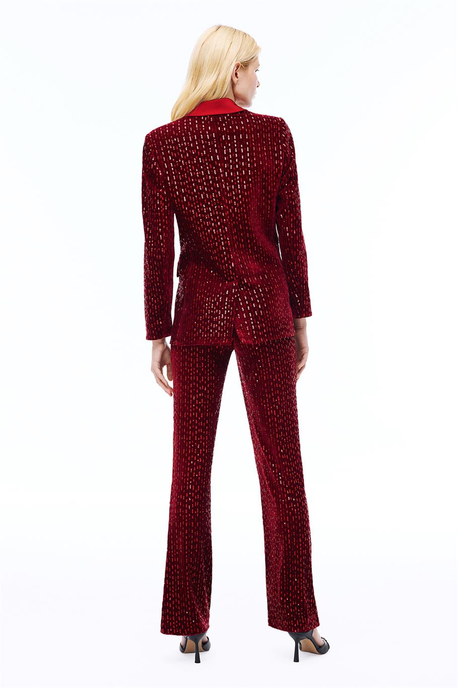 Donicas Slim Fit Basen Altı Boy Takma Kol Ceket Yaka Bordo Ceket