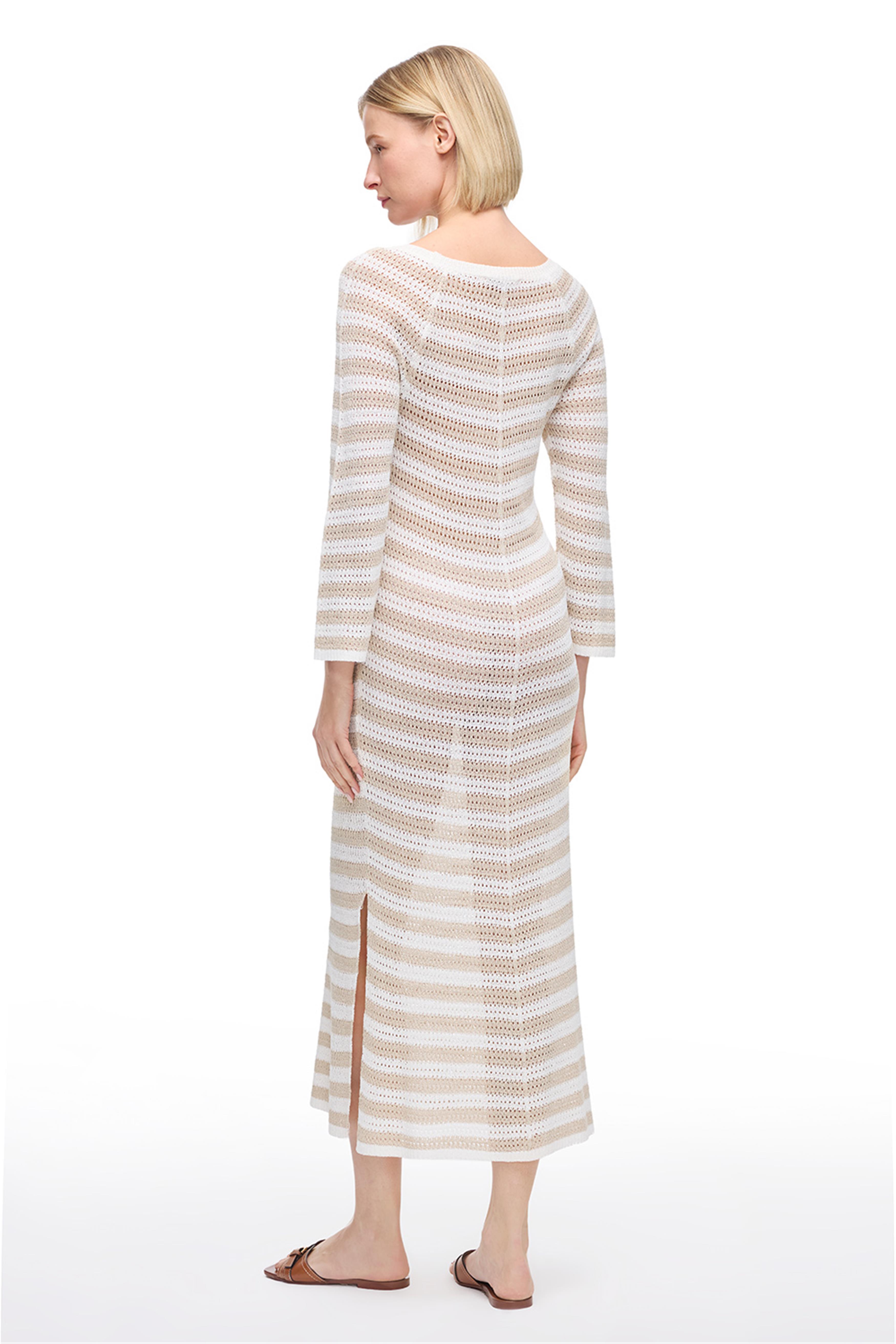 Ekru Bej Raglan Kol Triko Elbise