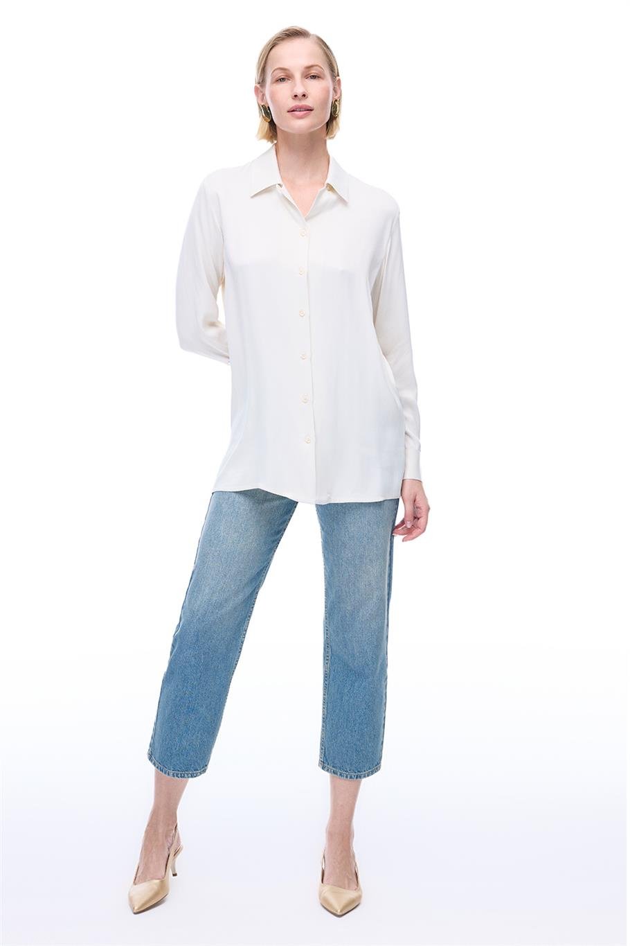 Ekru Klasik Yaka Gömlek