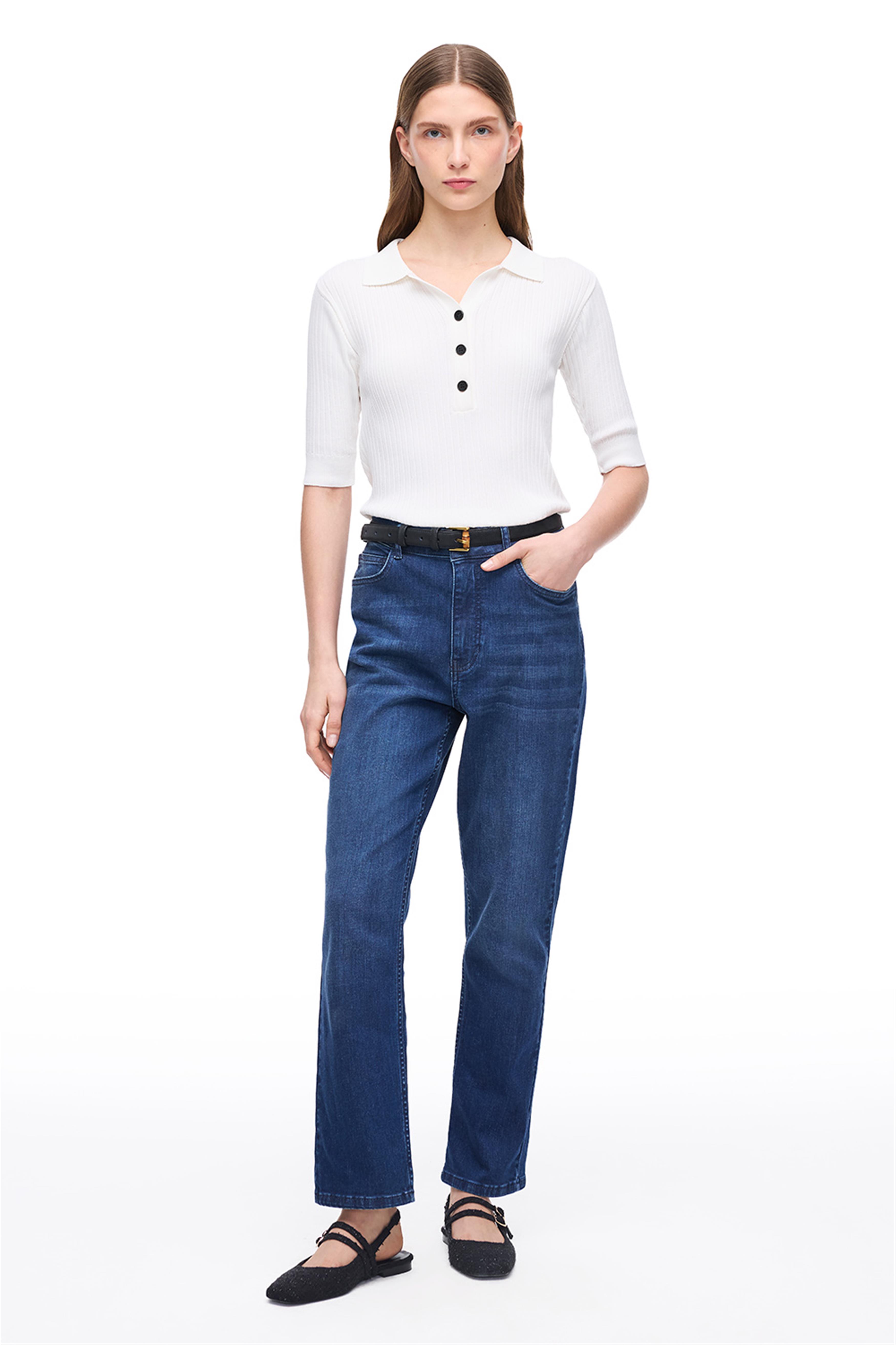 Ekru Polo Yaka Truvakar Kol Triko Kazak