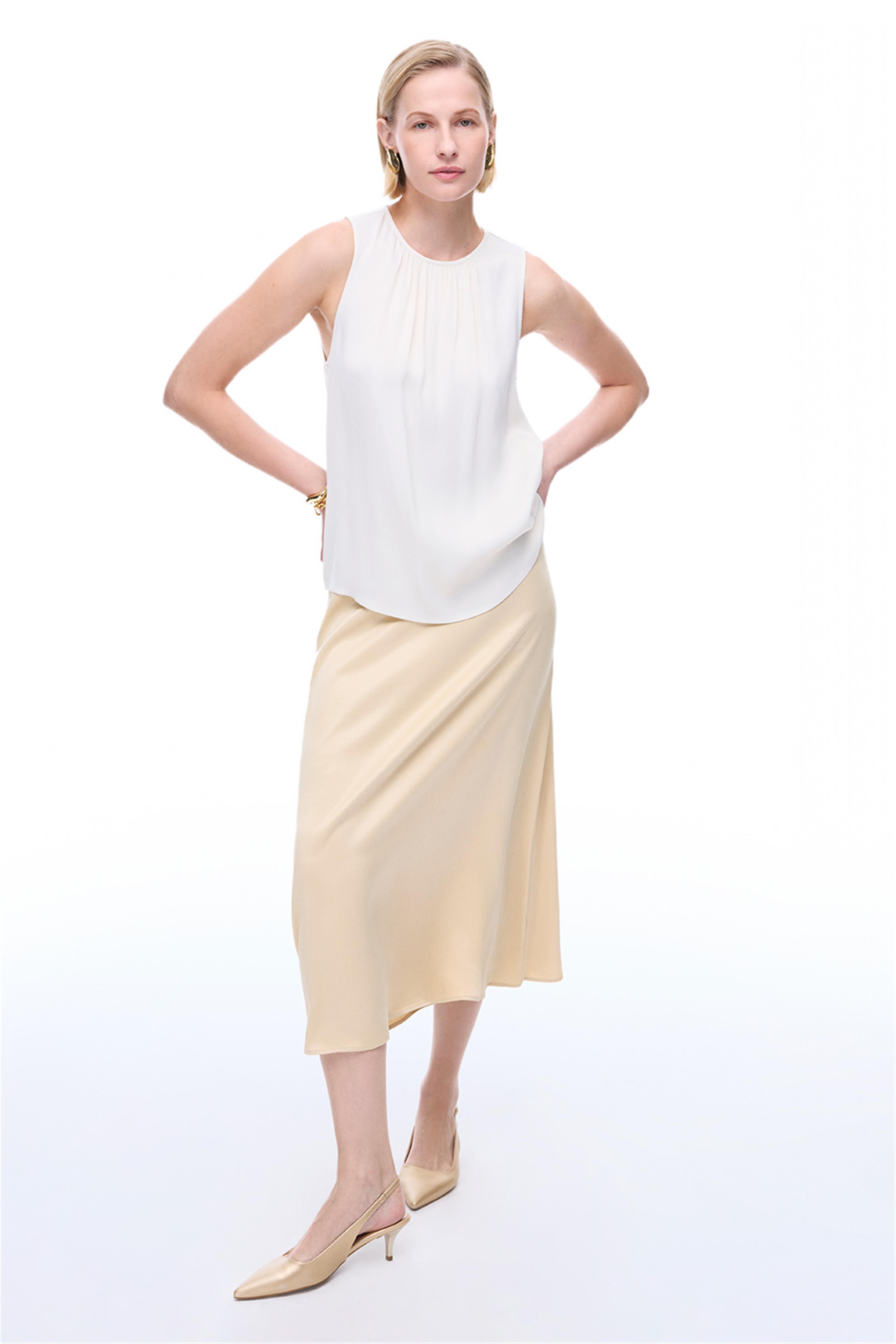 Ekru Safira Regular Fit Bisiklet Yaka Bluz