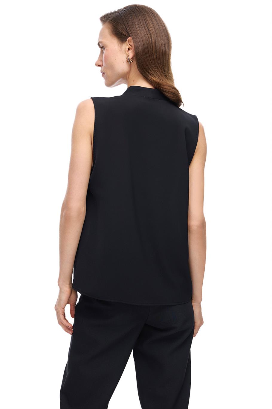 Farewell Regular Fit Sıfır Kol V-Yaka Siyah Renk Kadın Bluz