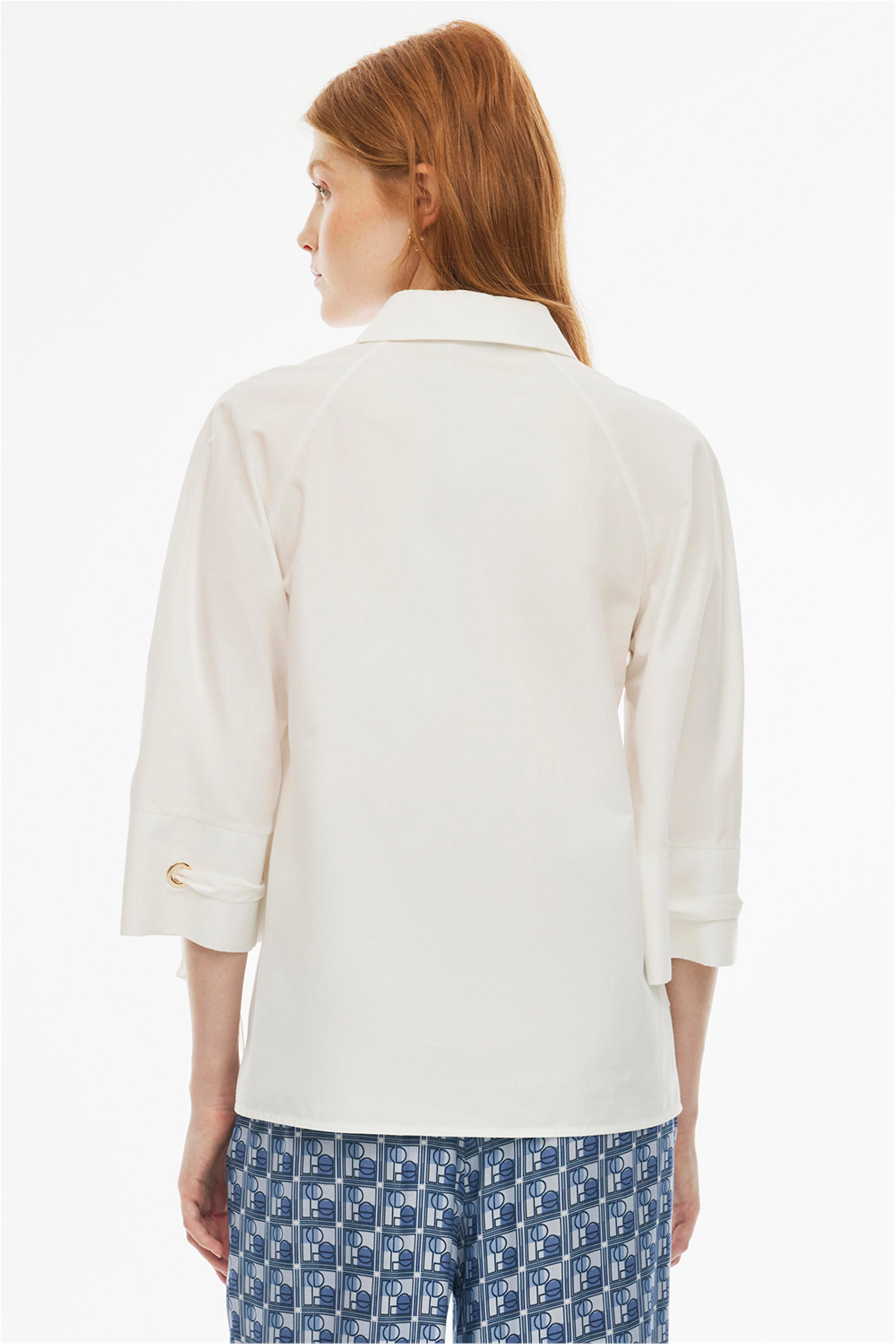 Felecias Regular Fit Reglan Kol Gömlek Yaka Ekru Renk Kadın Gömlek