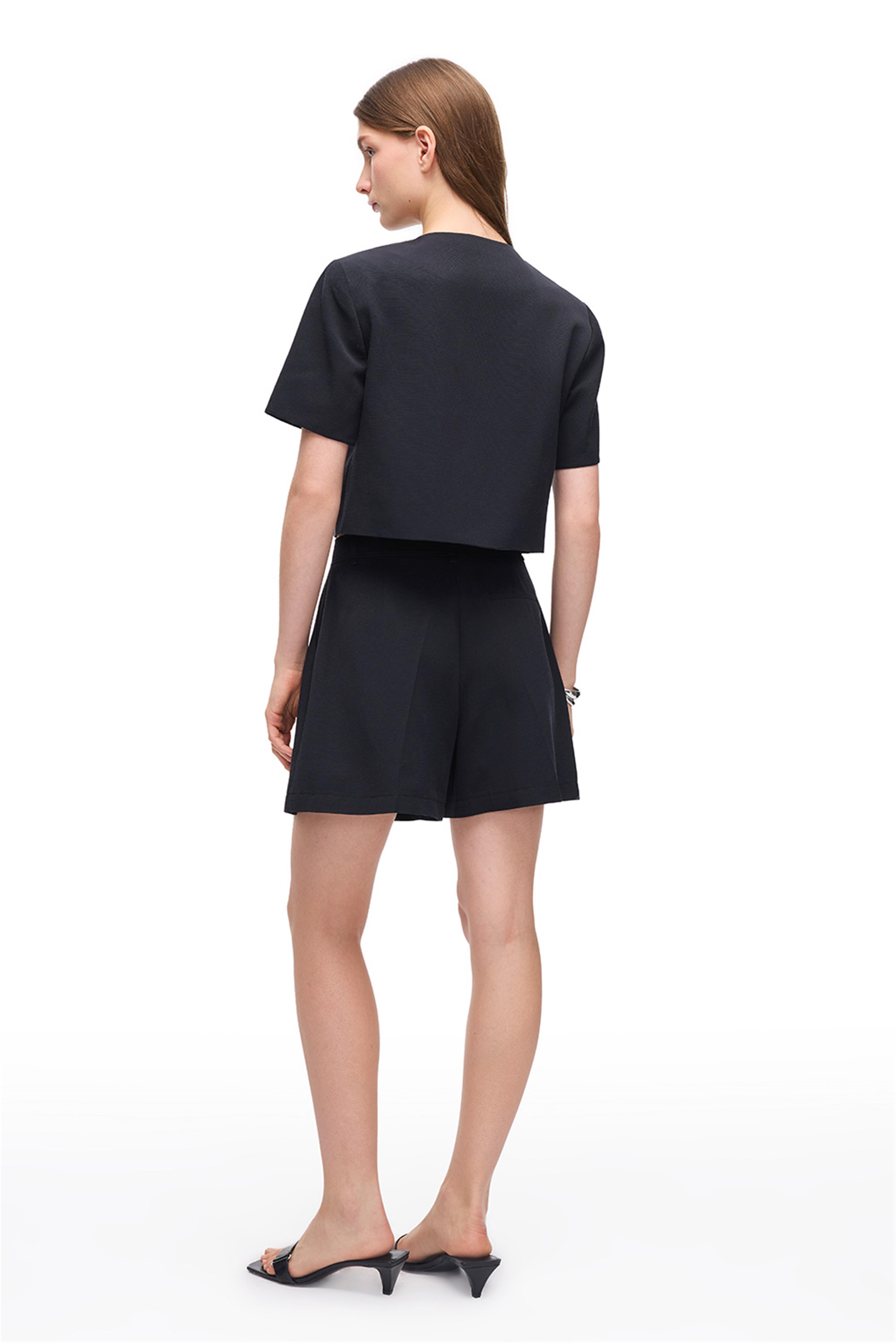 Fermuarlı Keten Karışımlı Şort