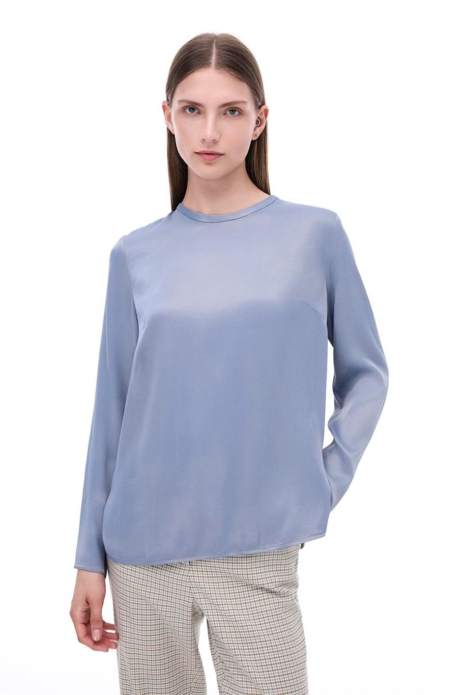 Gri Bisiklet Yaka Bluz