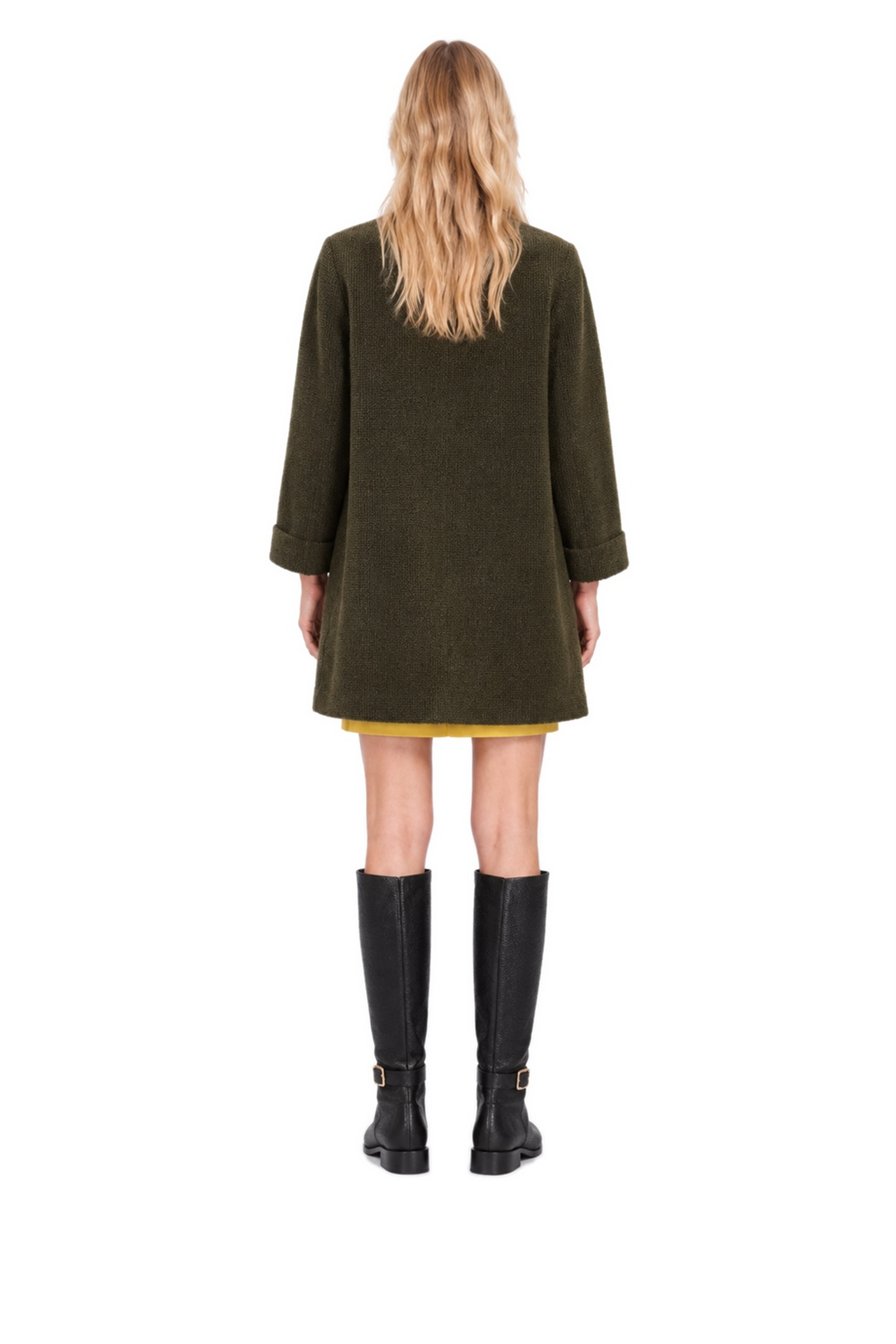 Haki Dik Yaka Oversize Kaban