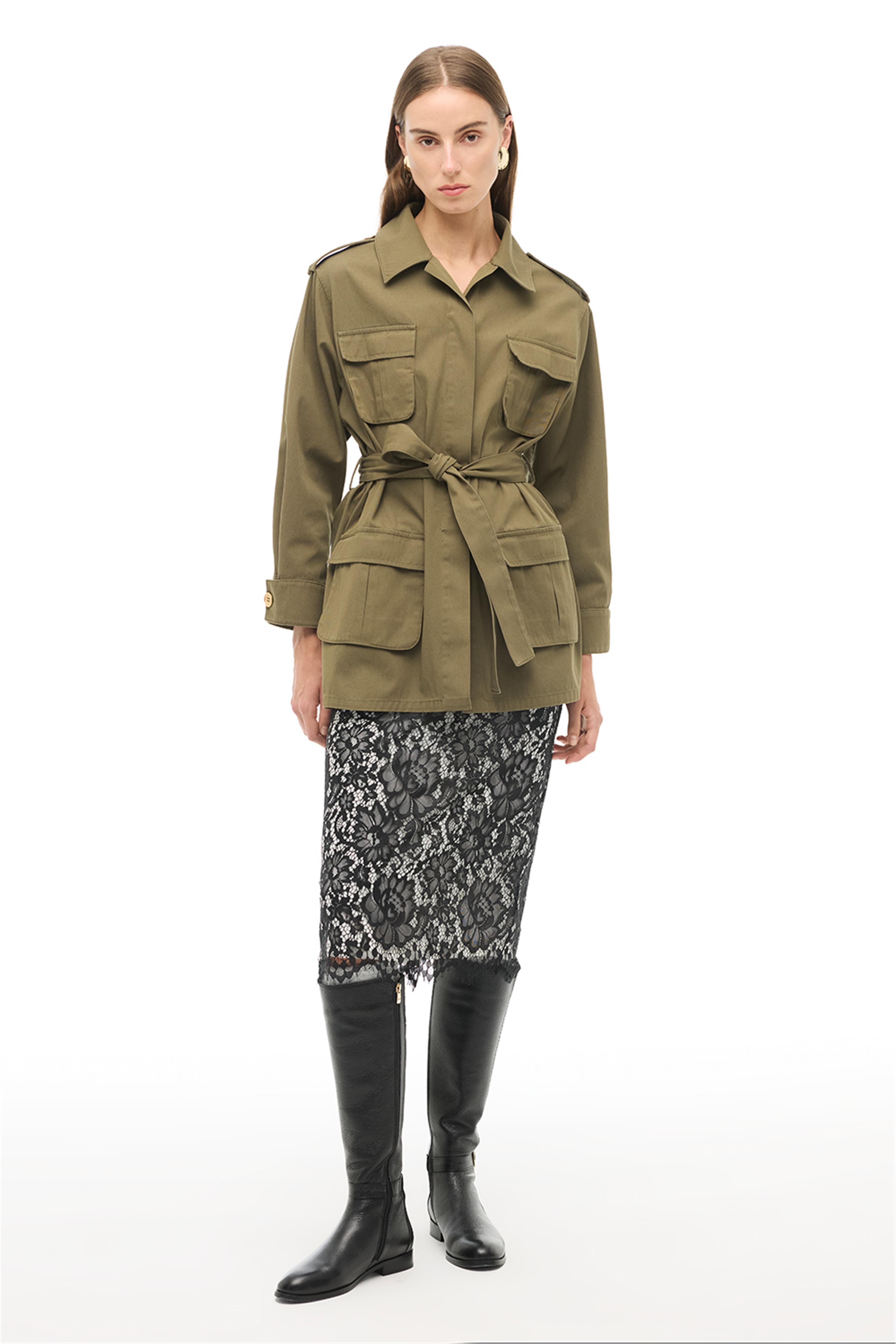 Haki Gömlek Yaka Ceket