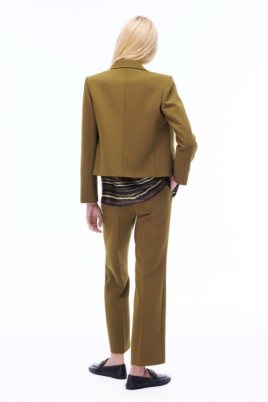 Haki Klasik Yaka Kısa Ceket