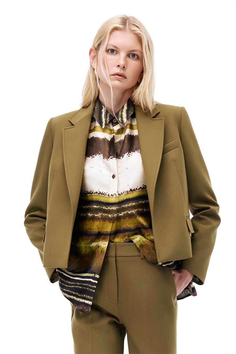 Haki Klasik Yaka Kısa Ceket