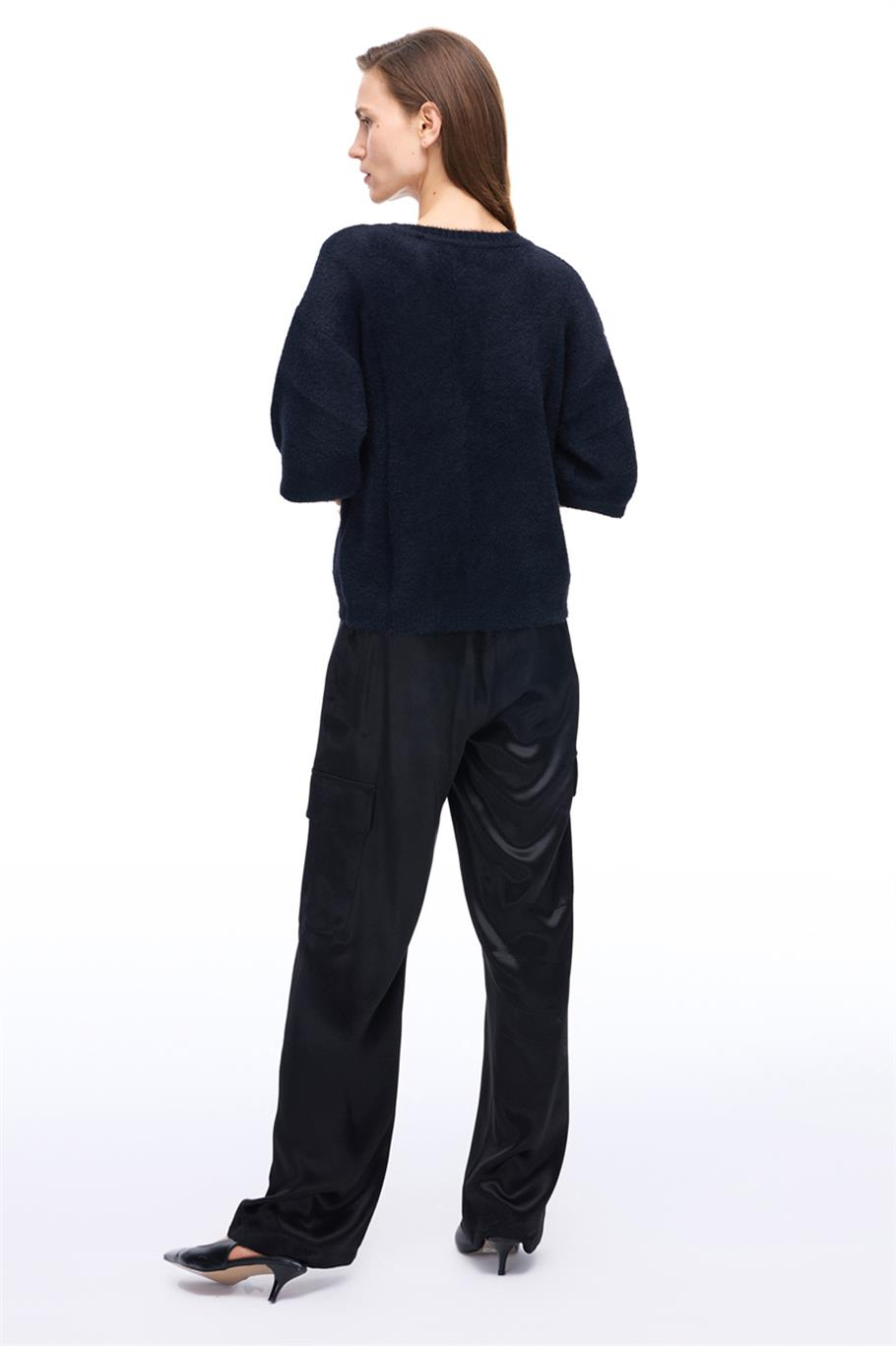 İllas Peluş Siyah Renk Kadın Triko Bluz