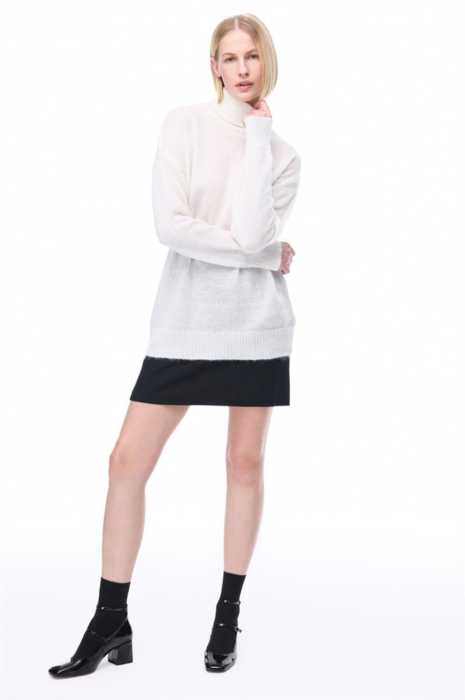 İllas Regular Fit Standart Boy Ekru Renk Kadın Triko Bluz