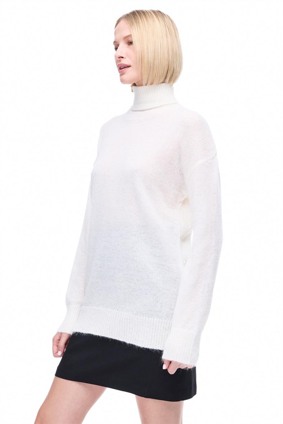 İllas Regular Fit Standart Boy Ekru Renk Kadın Triko Bluz