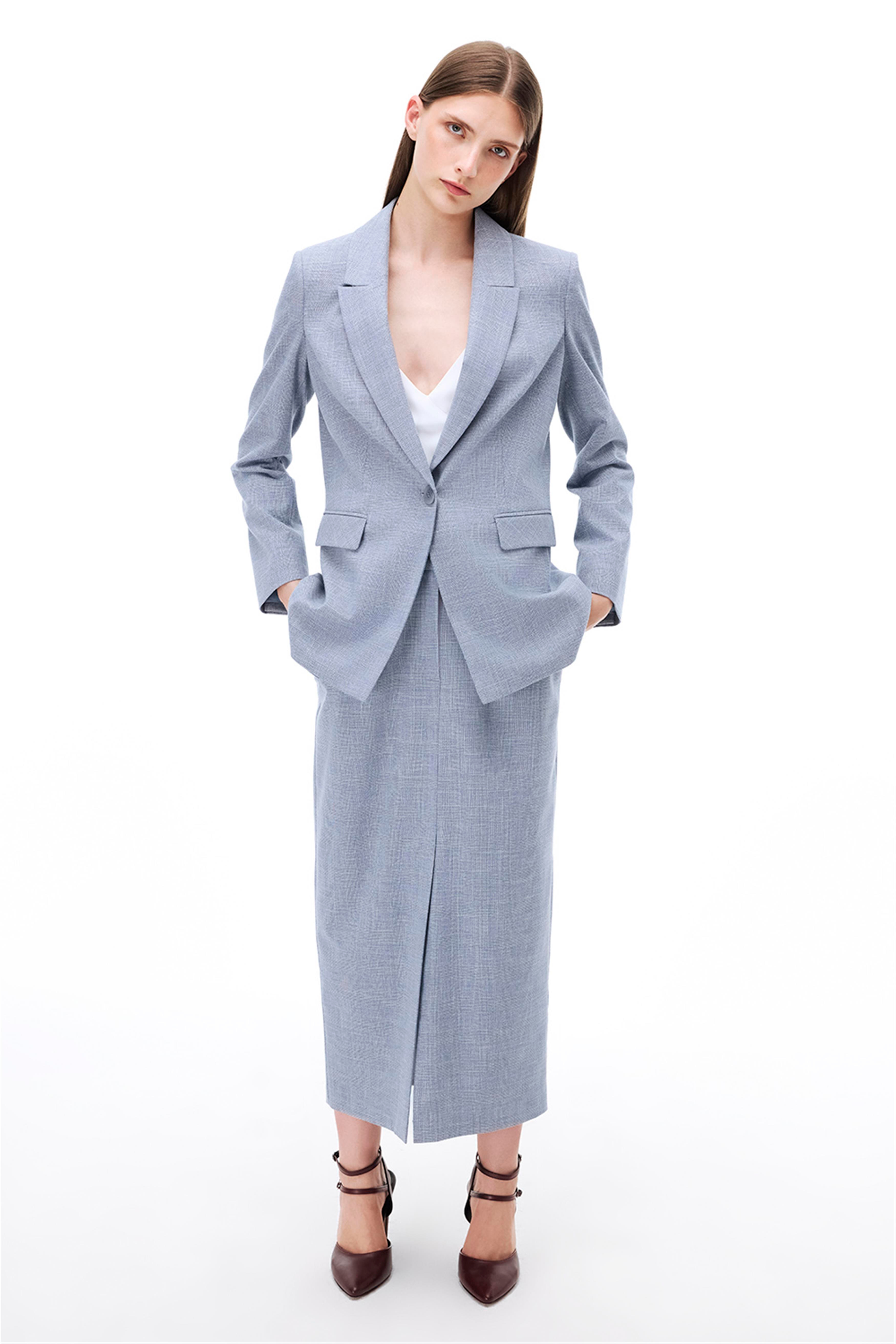 İndigo Slim Fit Ekoseli Ceket