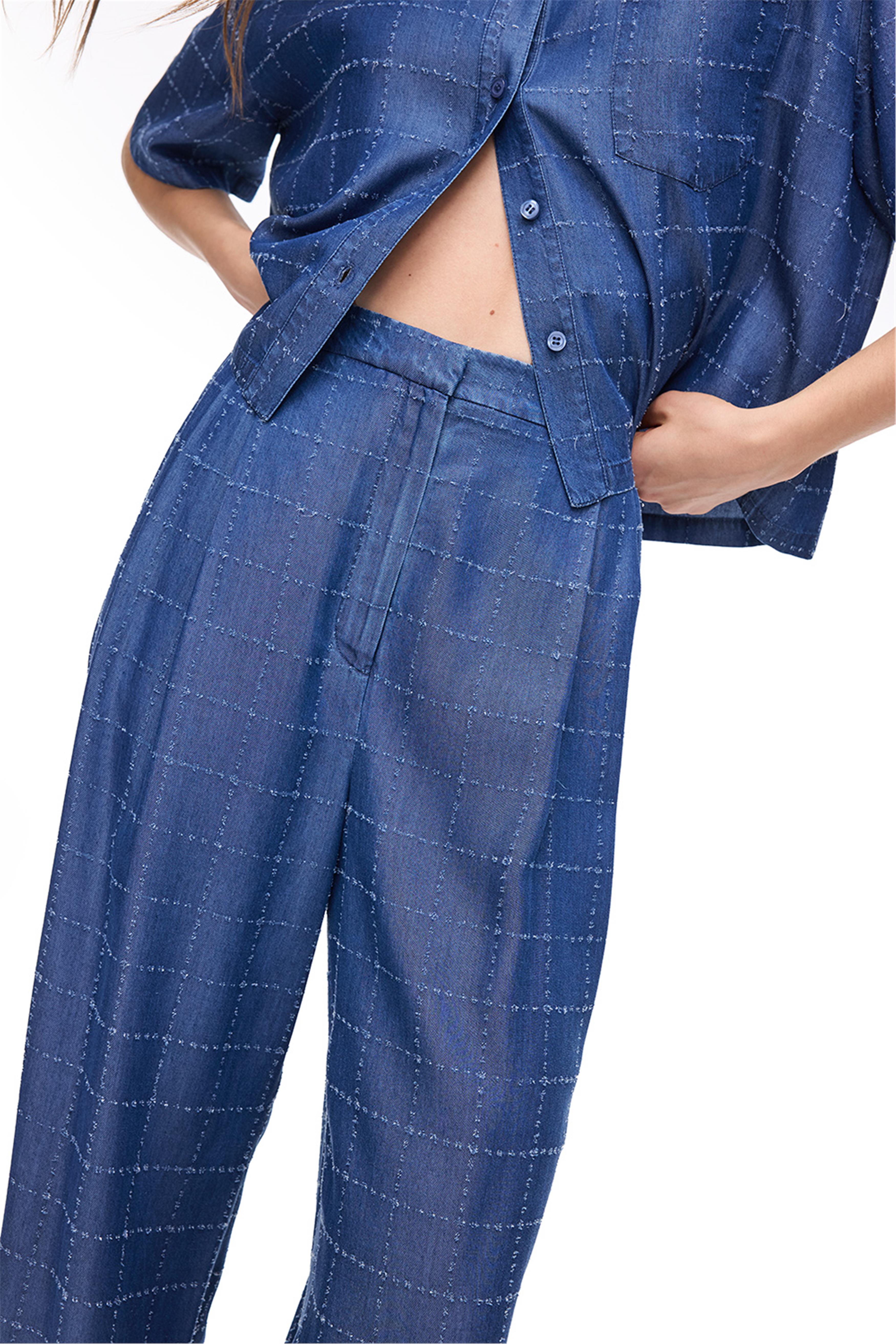 İndigo Yüksek Bel Pantolon