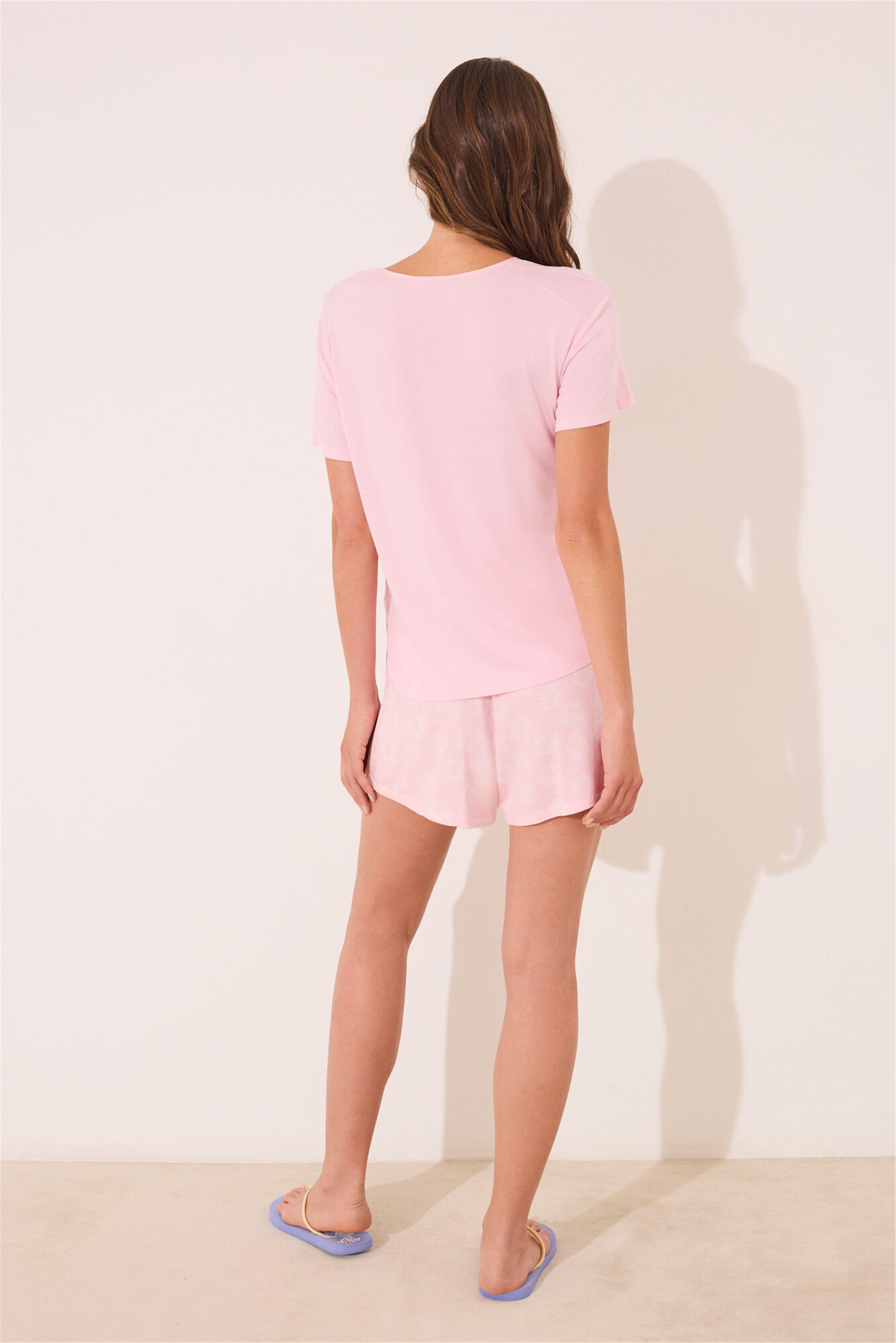 Kadın pembe Şortlu Pijama Takımı
