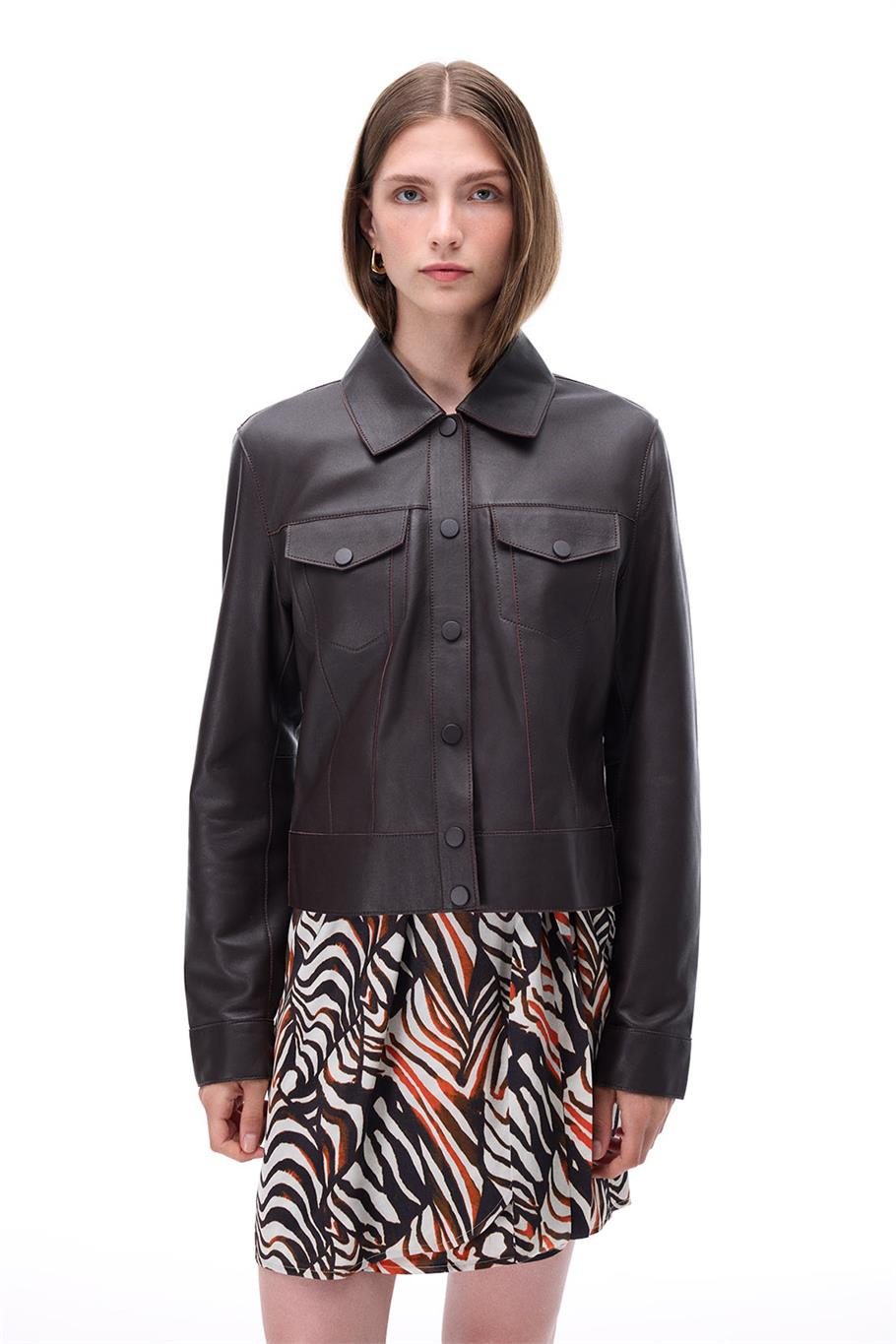 Kahverengi Klasik Yaka Slim Fit Kısa Ceket