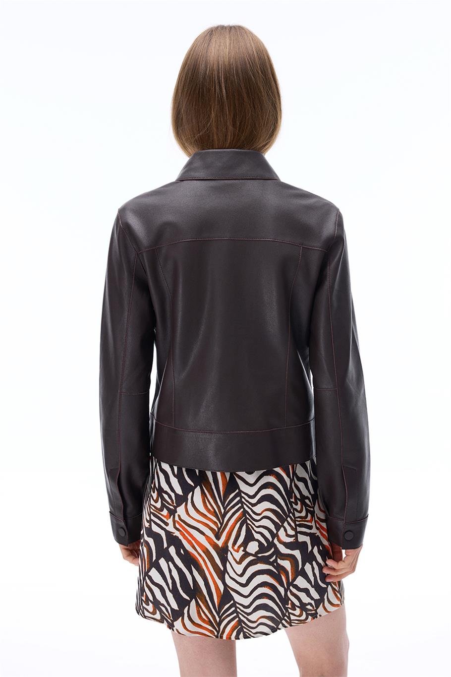 Kahverengi Klasik Yaka Slim Fit Kısa Ceket