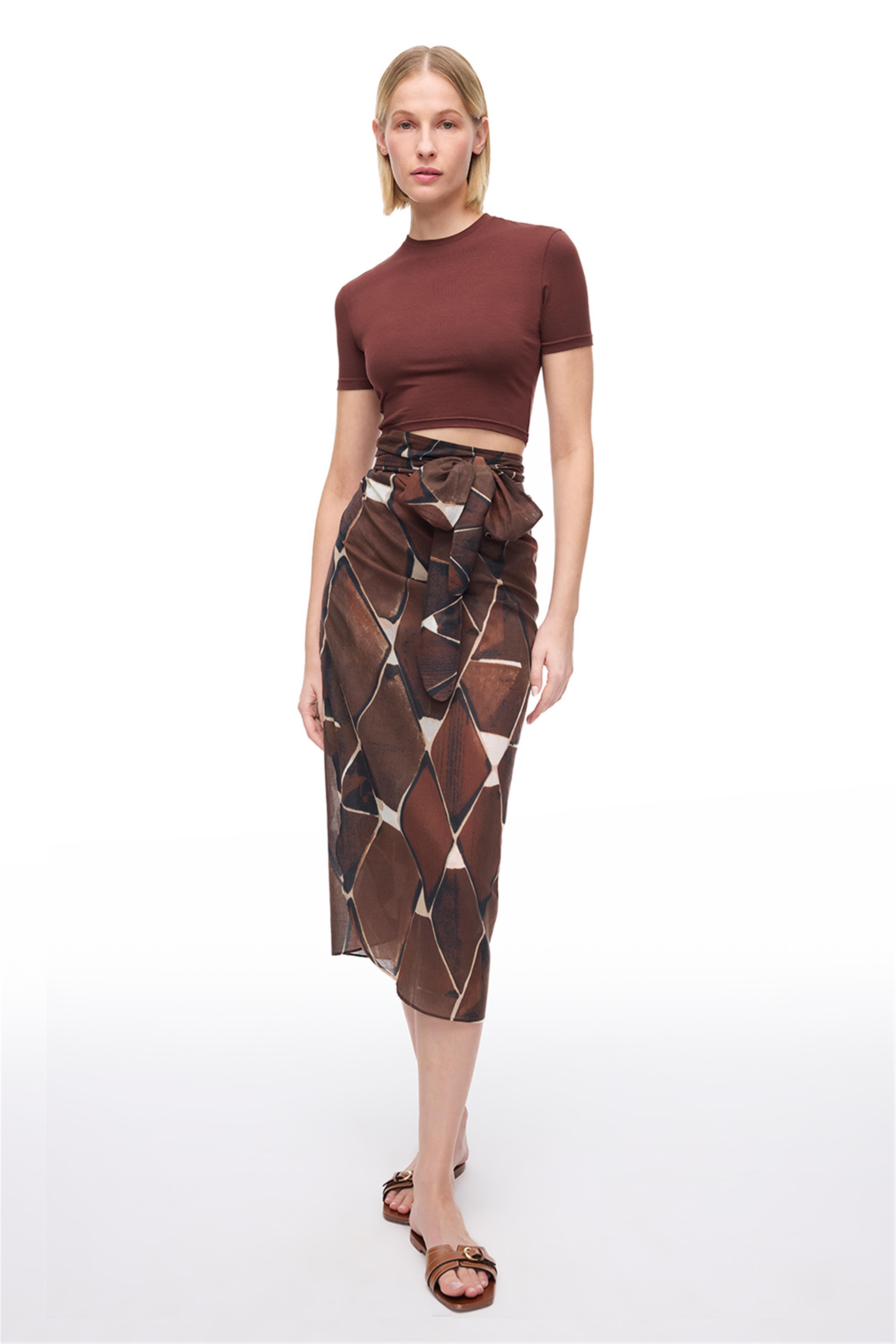 Kahverengi Slim Fit Basic Tişört