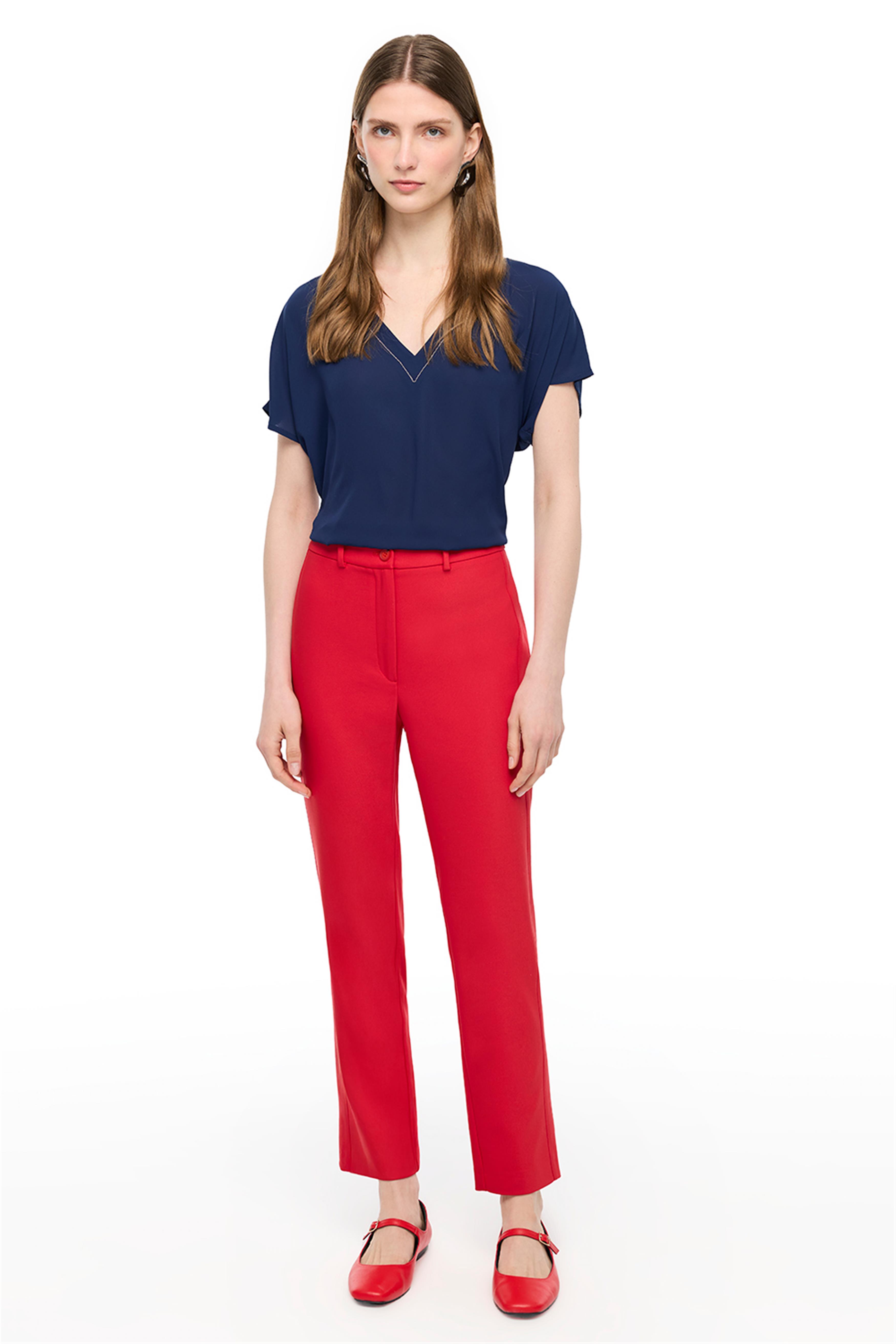 KırmızıYüksek Bel Pantolon