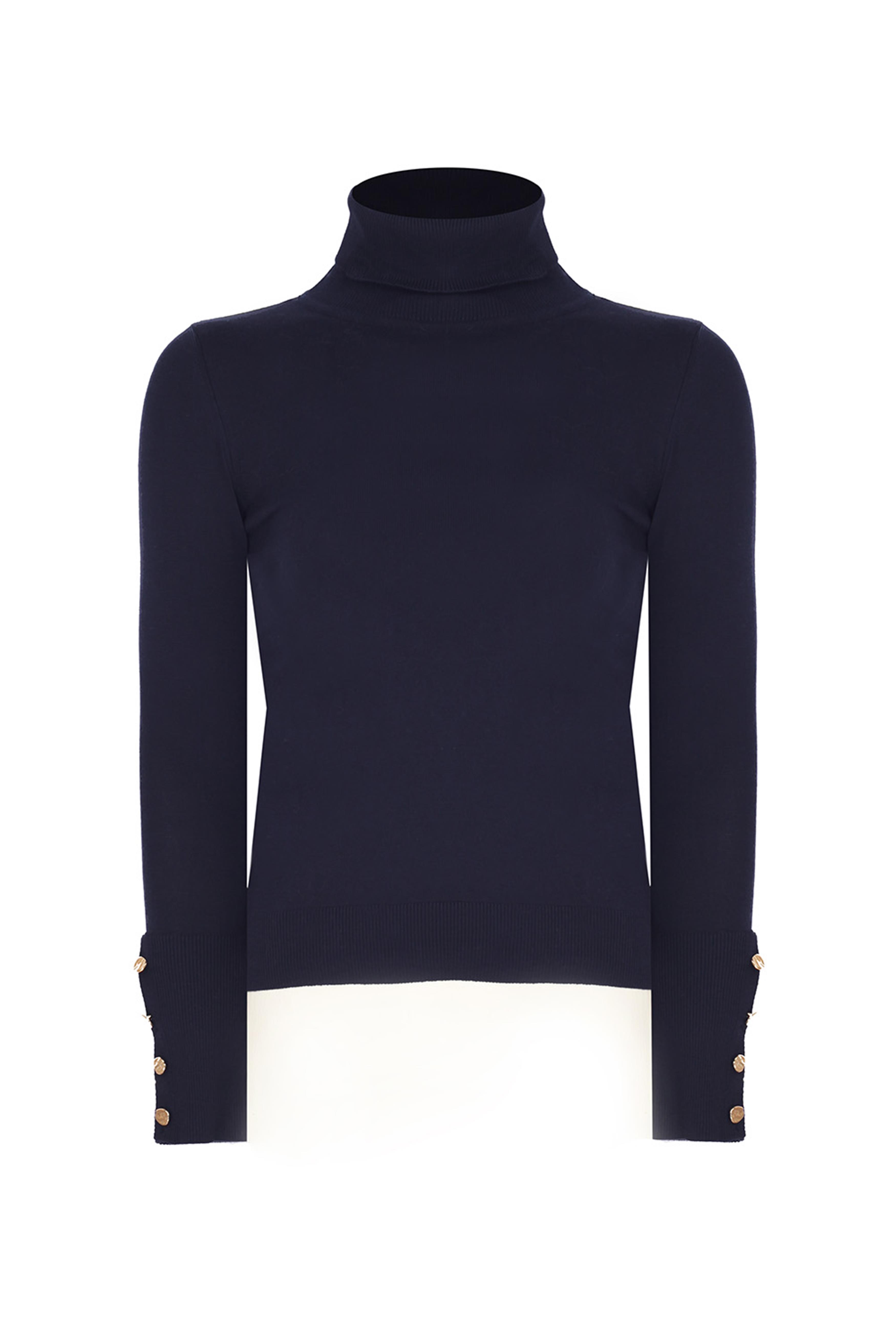 Lacivert Balıkçı Yaka Slim Fit Triko Kazak