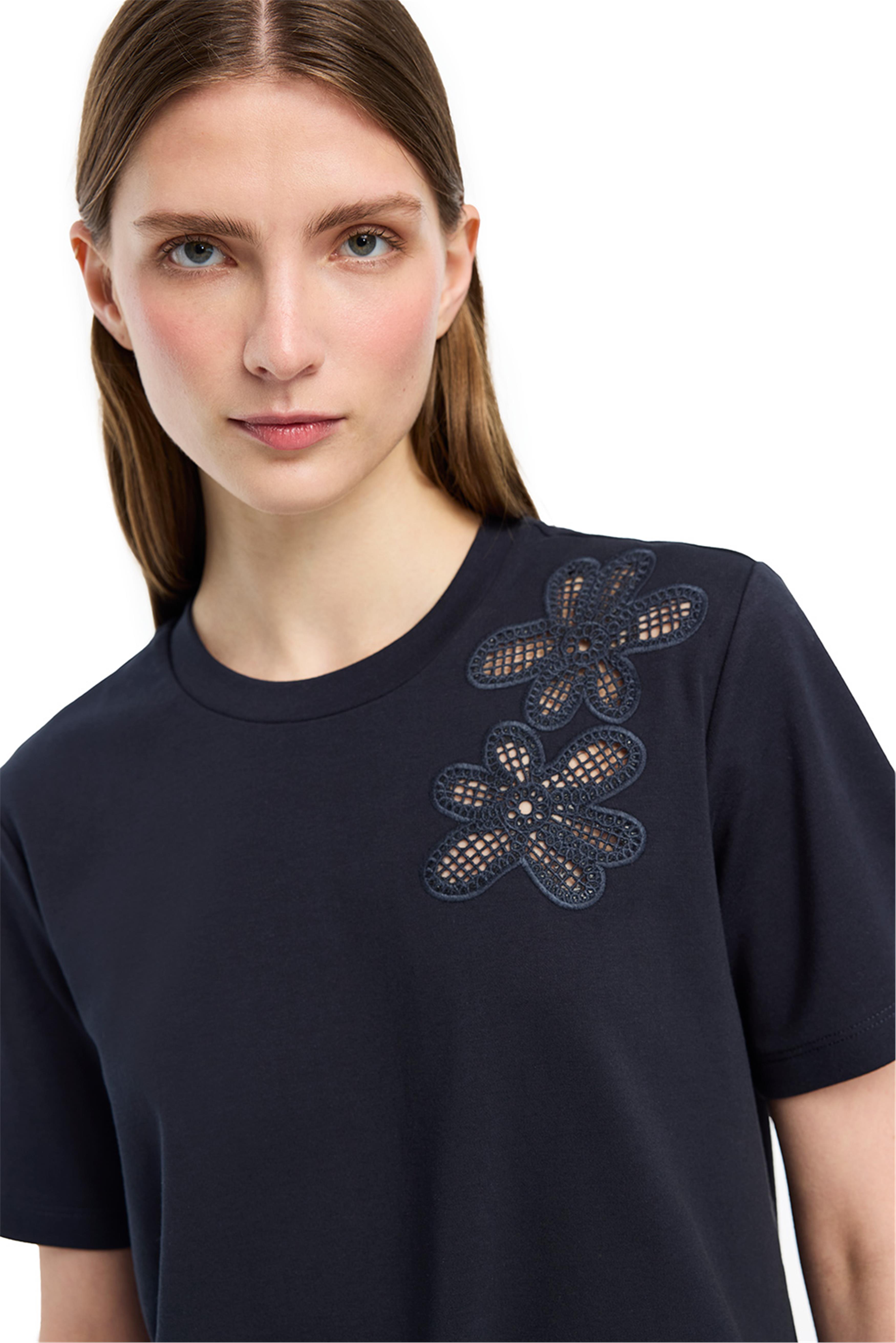 Lacivert Çizgili Bisiklet Yaka Pamuklu Tişört