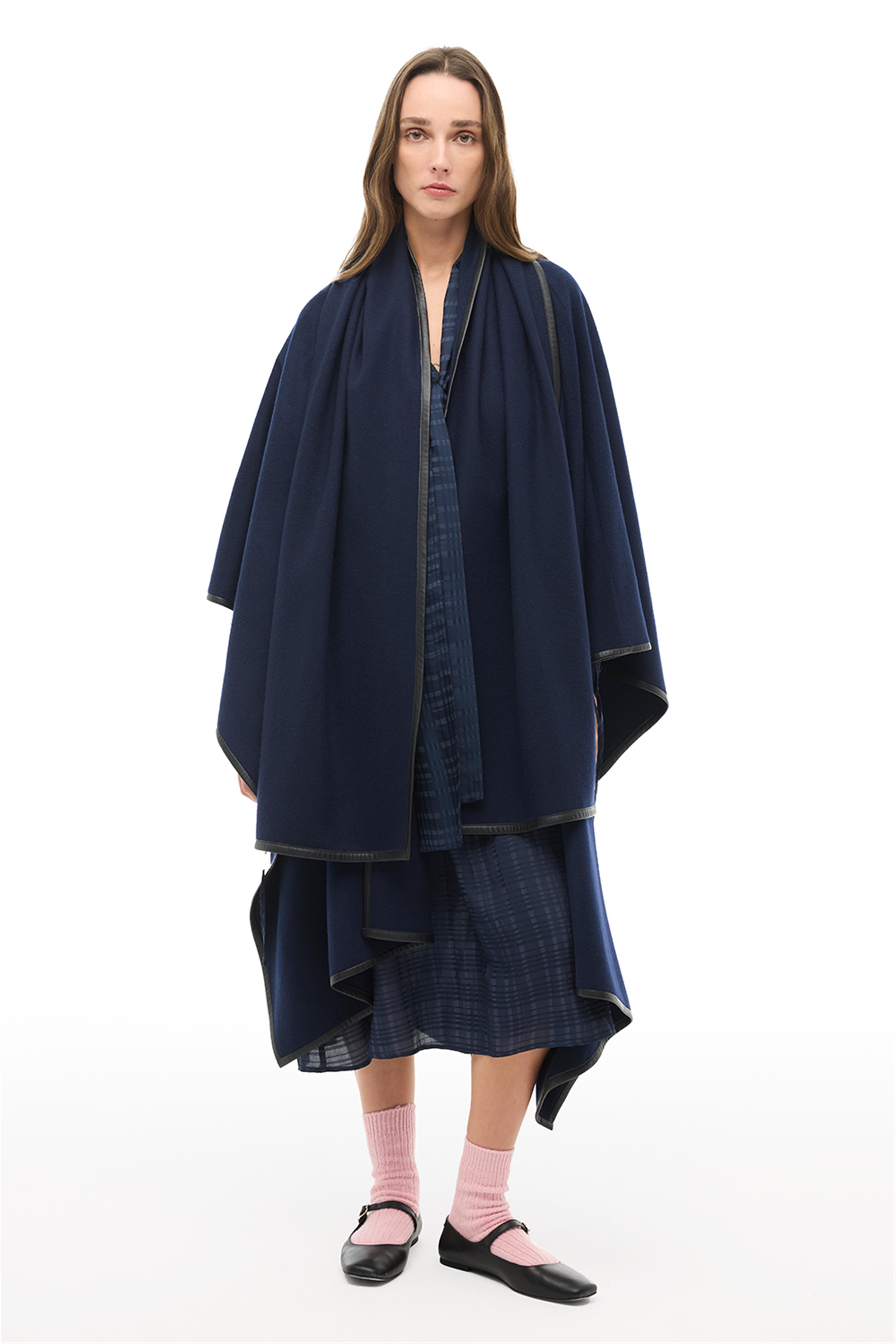 Lacivert Midi Boy Çiçek Desenli Panço